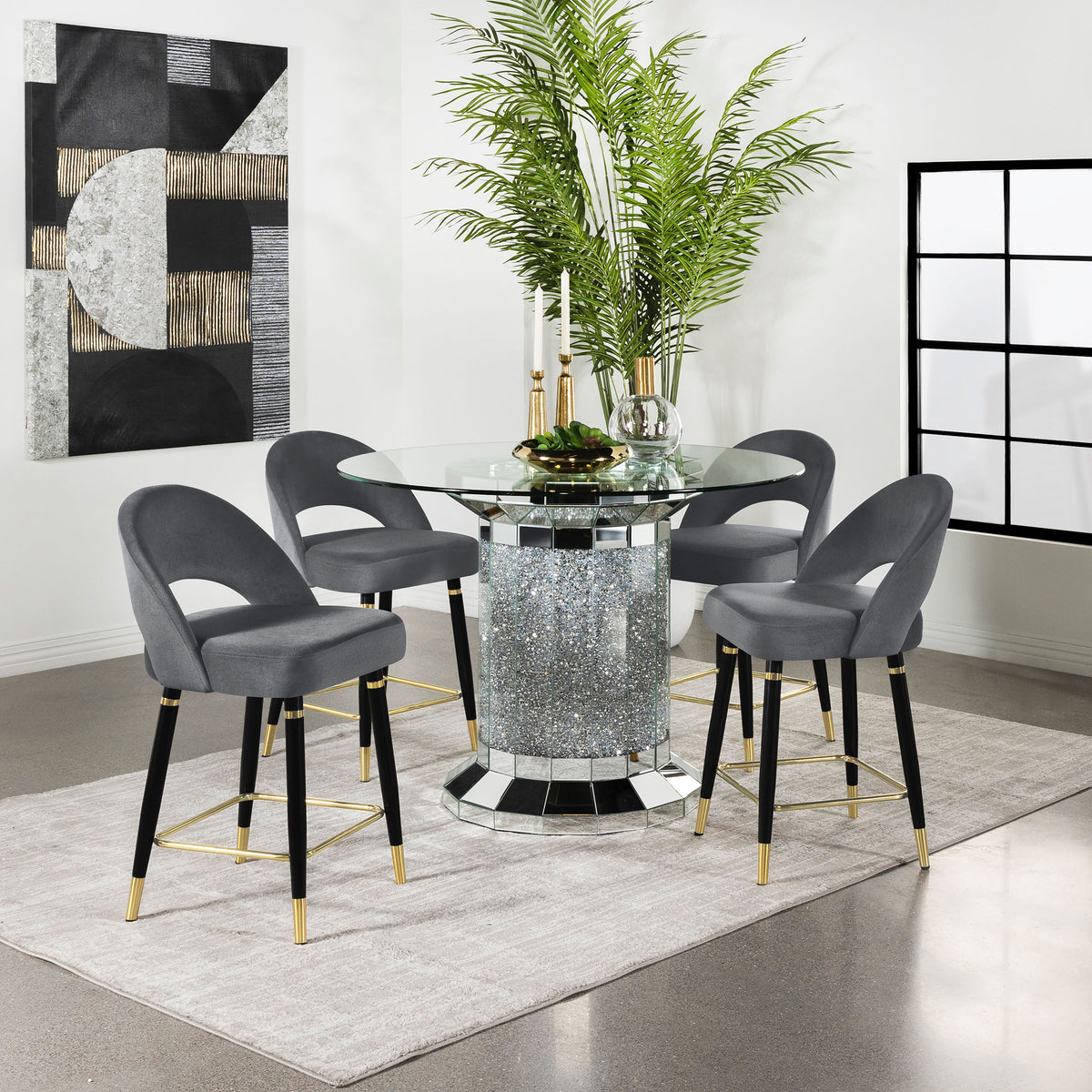Ellie 5-piece Pedestal Counter Height Dining Room Set - Half Price Furniture