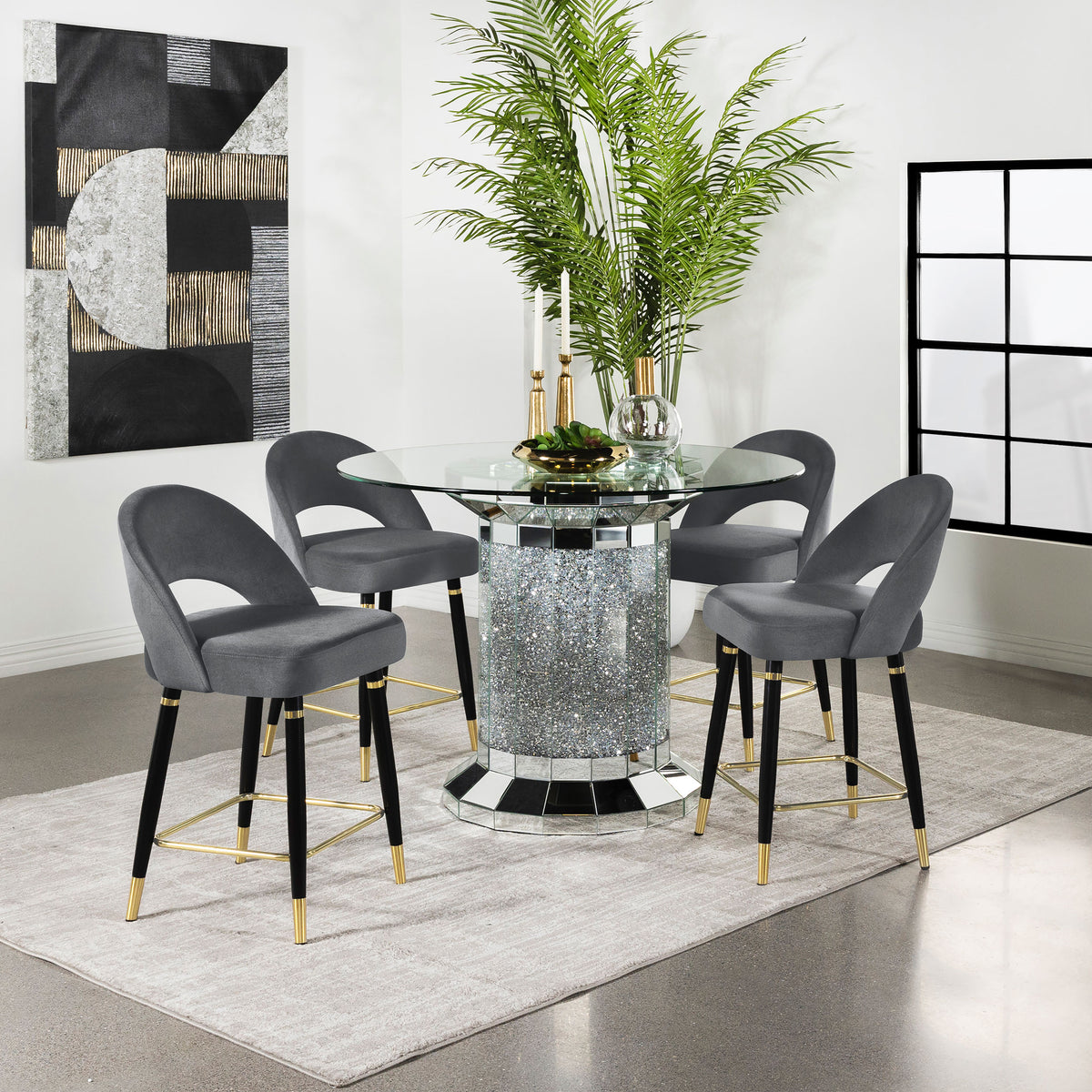 Ellie 5-piece Pedestal Counter Height Dining Room Set - Dining Room Set - Half Price Furniture