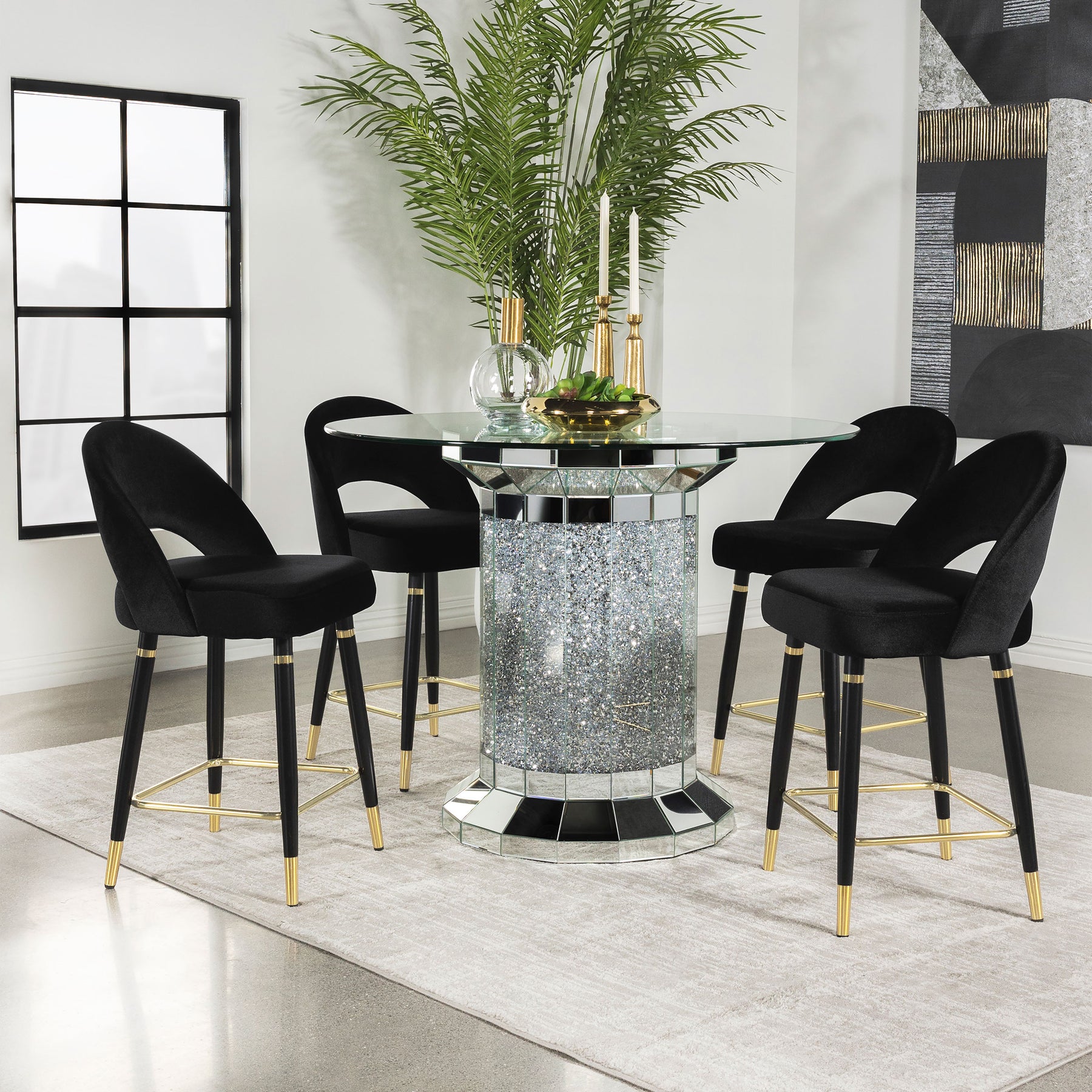 Ellie 5-piece Pedestal Counter Height Dining Room Set Half Price Furniture