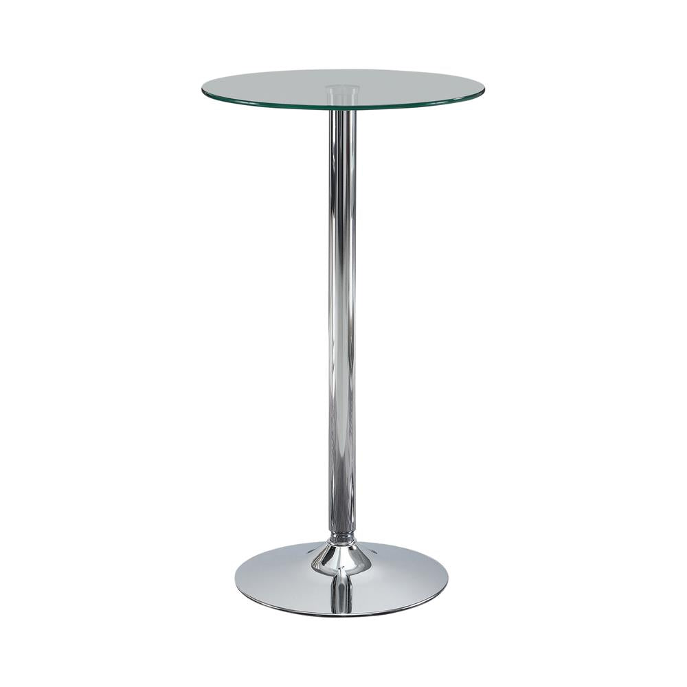 Abiline Glass Top Round Bar Table Chrome Half Price Furniture