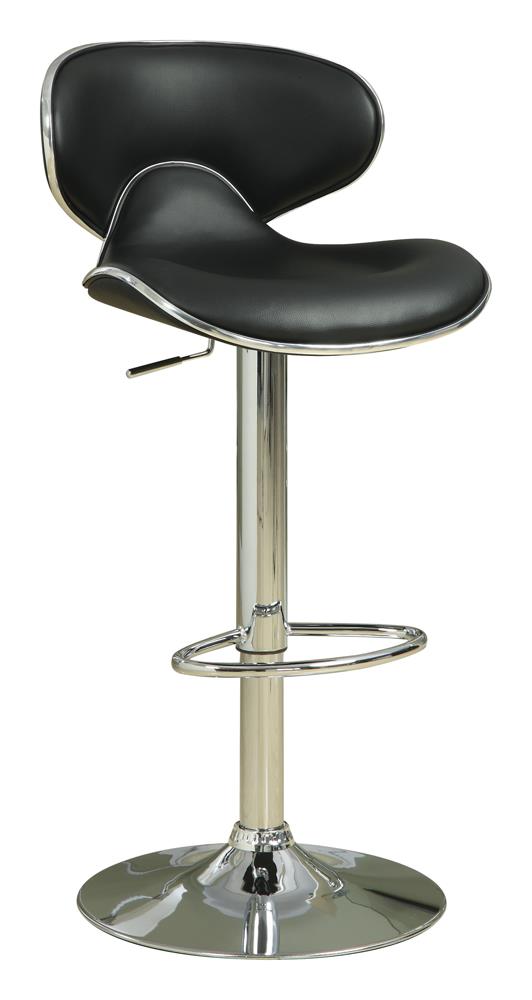 Edenton Upholstered Adjustable Height Bar Stools Black and Chrome (Set of 2)  Las Vegas Furniture Stores