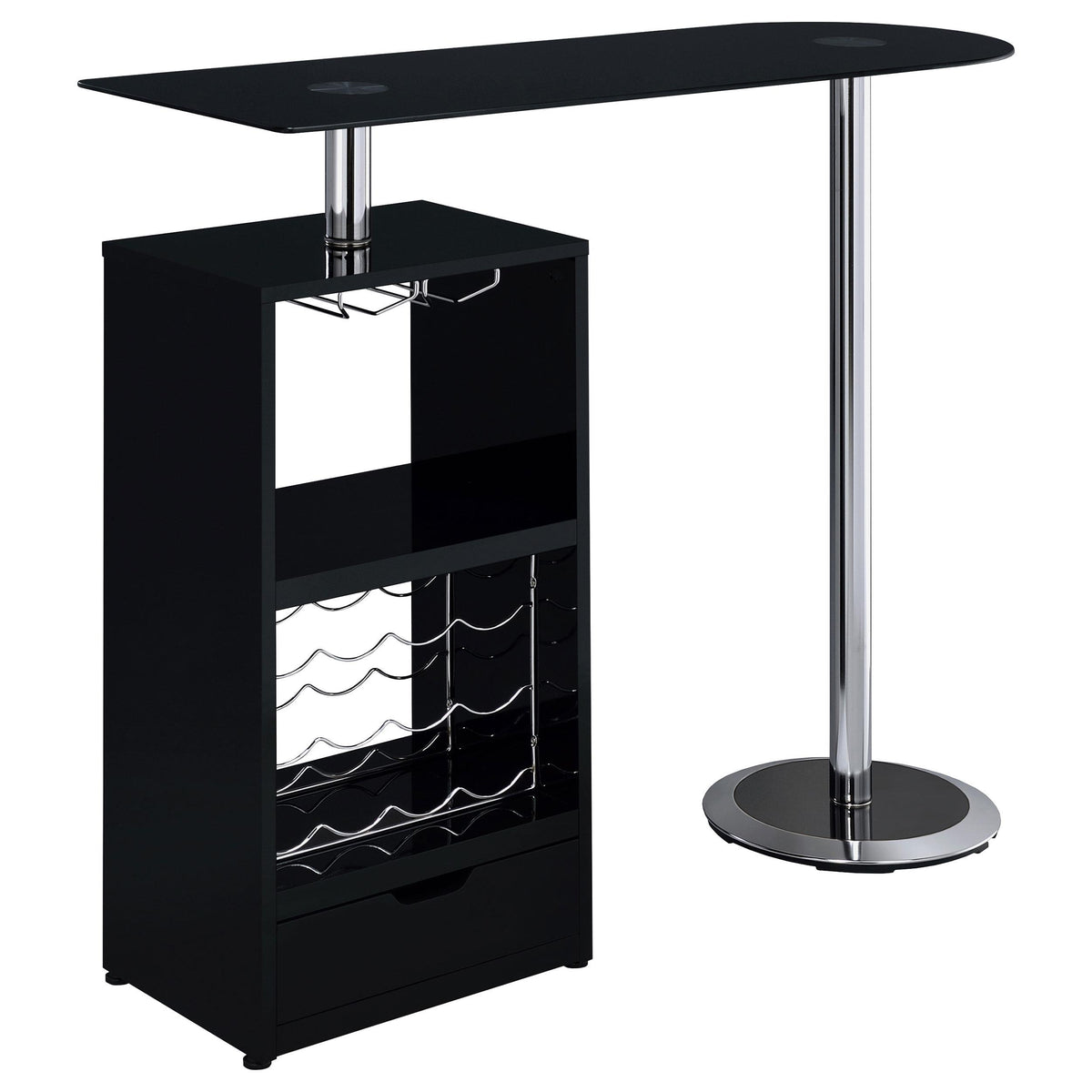 Koufax 1-drawer Bar Table Glossy Black  Las Vegas Furniture Stores