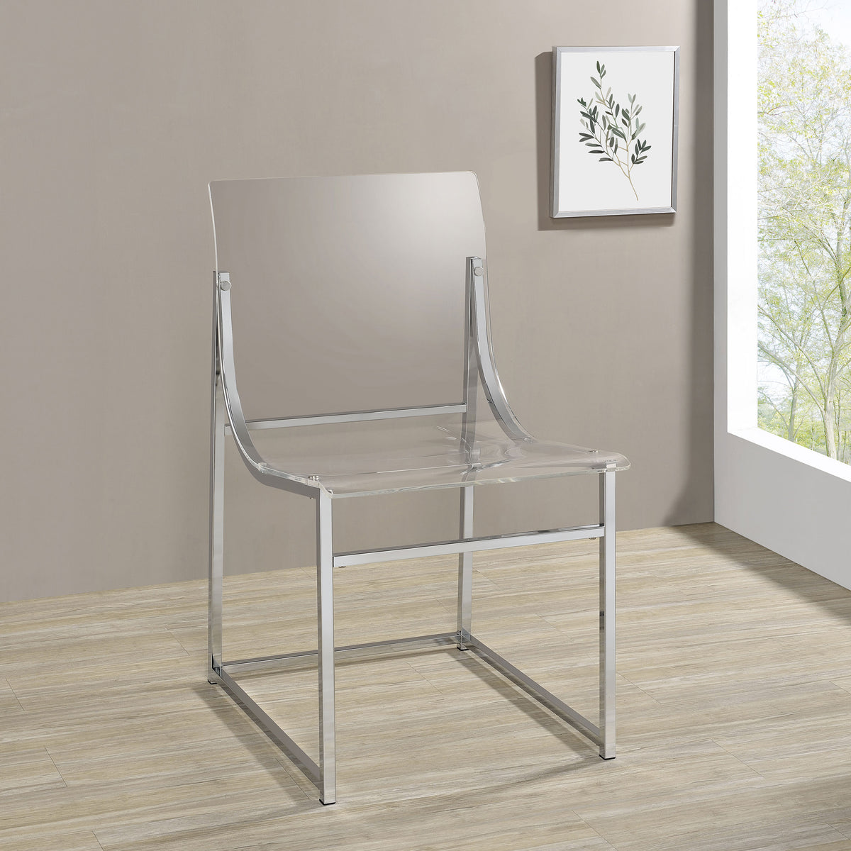 Adino Acrylic Dining Side Chair Clear and Chrome Adino Acrylic Dining Side Chair Clear and Chrome Half Price Furniture