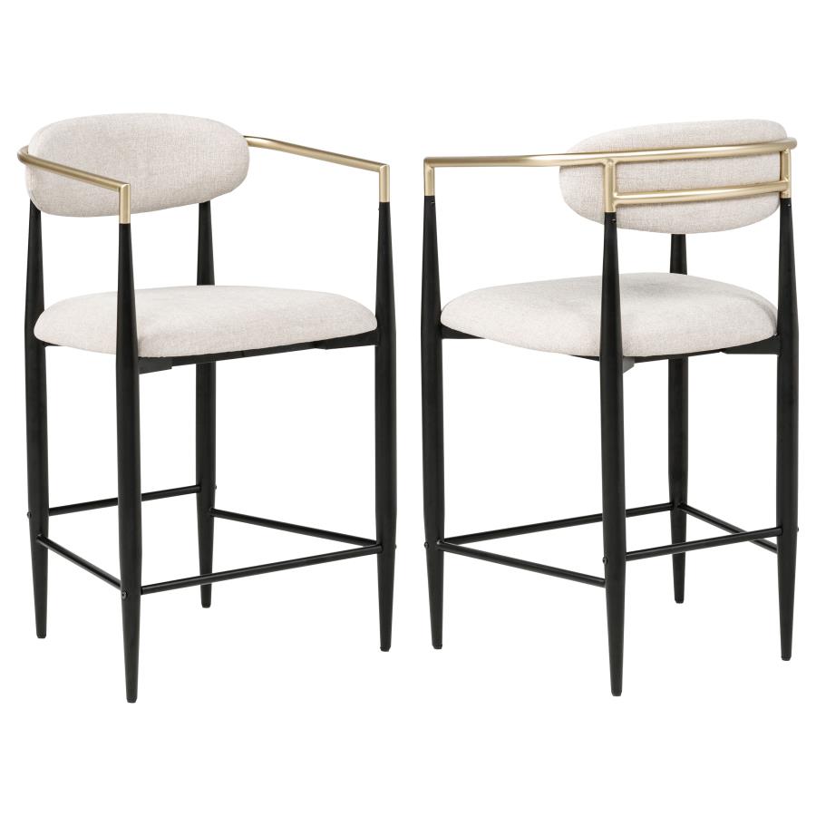 Tina upholstered counter chair beige set of 2