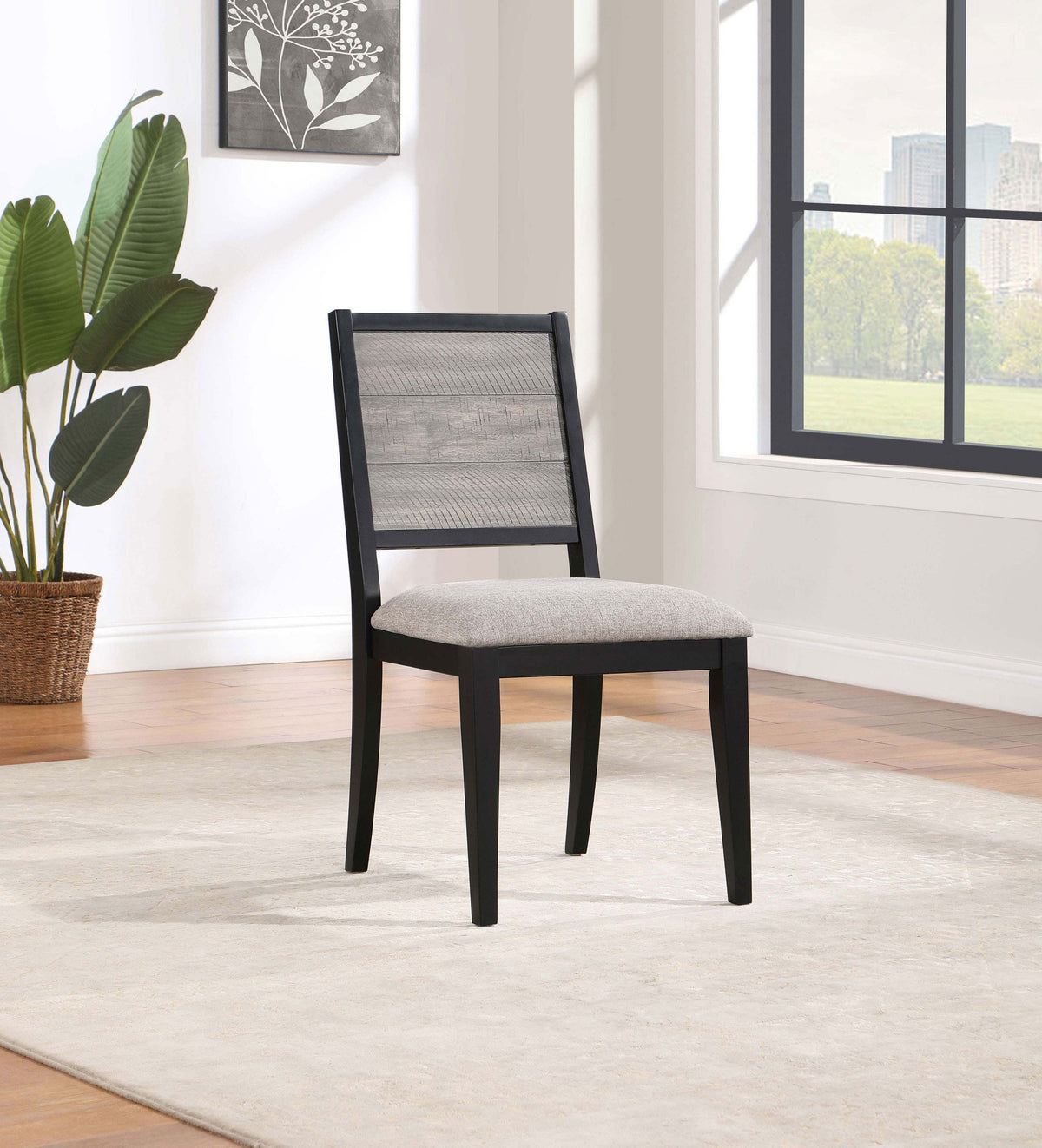 Elodie Upholstered Padded Seat Dining Side Chair Dove Grey and Black (Set of 2)  Las Vegas Furniture Stores