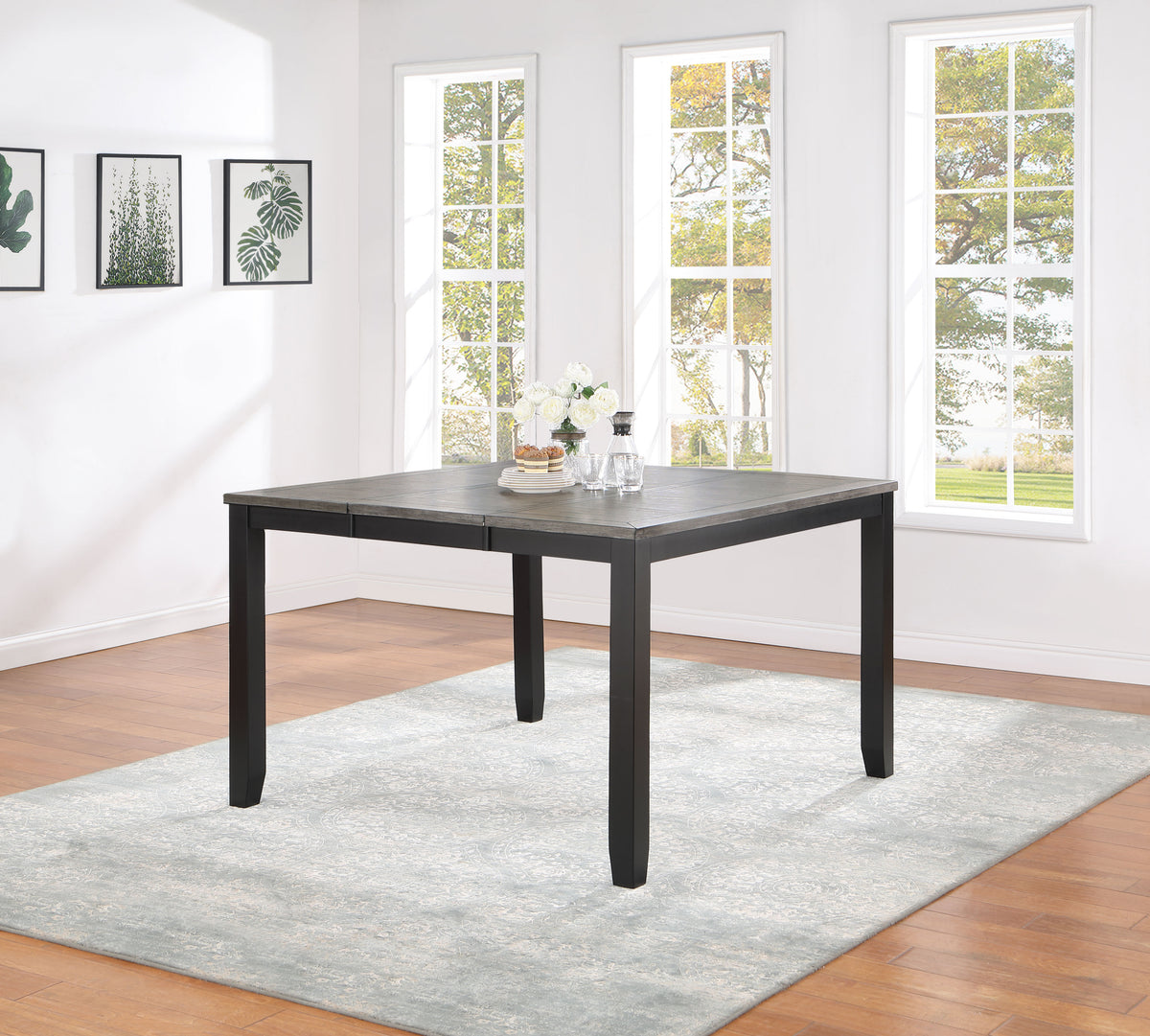 Elodie Counter Height Dining Table with Extension Leaf Grey and Black Half Price Furniture