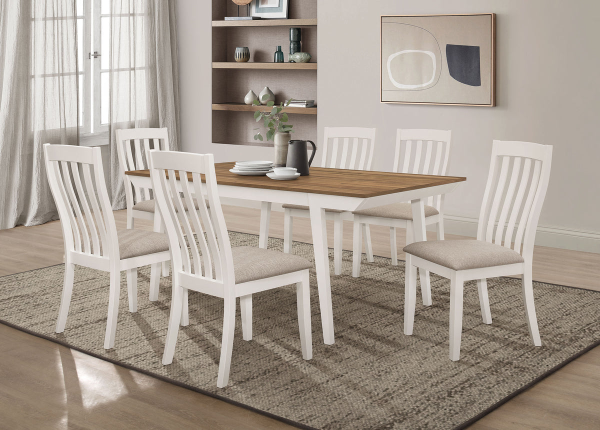 Anwar Rectangular Dining Table Set Natural Acacia and Off White - Dining Room Set - Half Price Furniture
