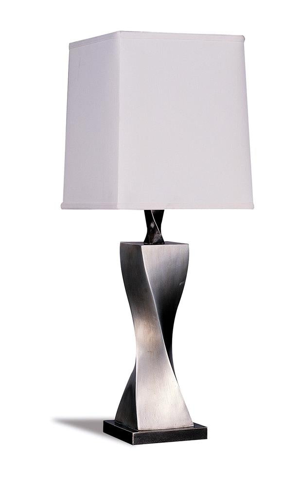 Keene Square Shade Table Lamps White and Antique Silver (Set of 2)  Las Vegas Furniture Stores