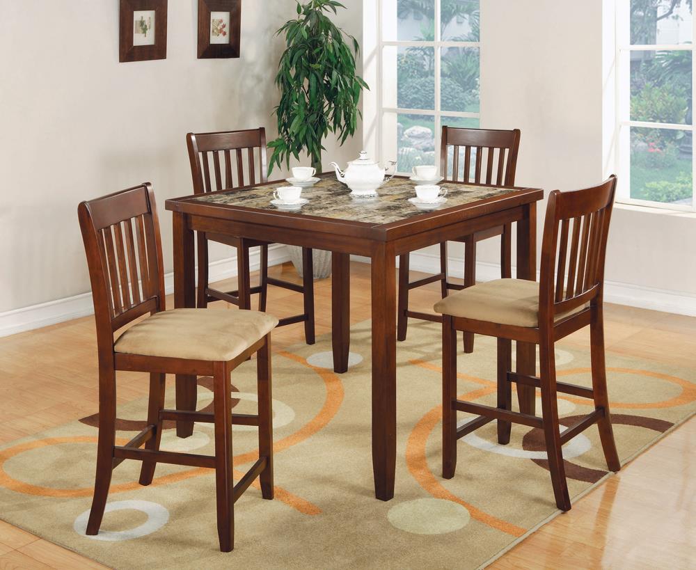 Jardin 5-piece Counter Height Dining Set Red Brown and Tan  Las Vegas Furniture Stores