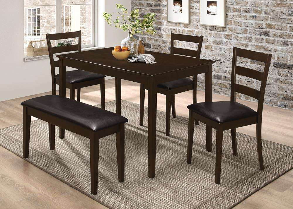 Guillen 5-piece Dining Set with Bench Cappuccino and Dark Brown Half Price Furniture