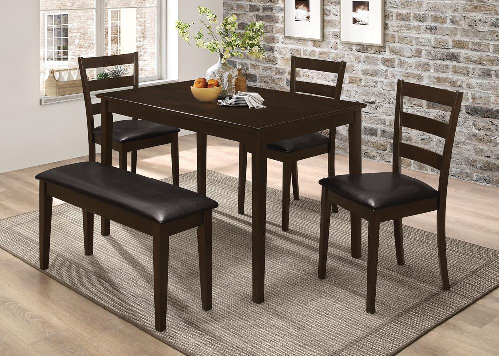 Guillen 5-piece Dining Set with Bench Cappuccino and Dark Brown Guillen 5-piece Dining Set with Bench Cappuccino and Dark Brown Half Price Furniture