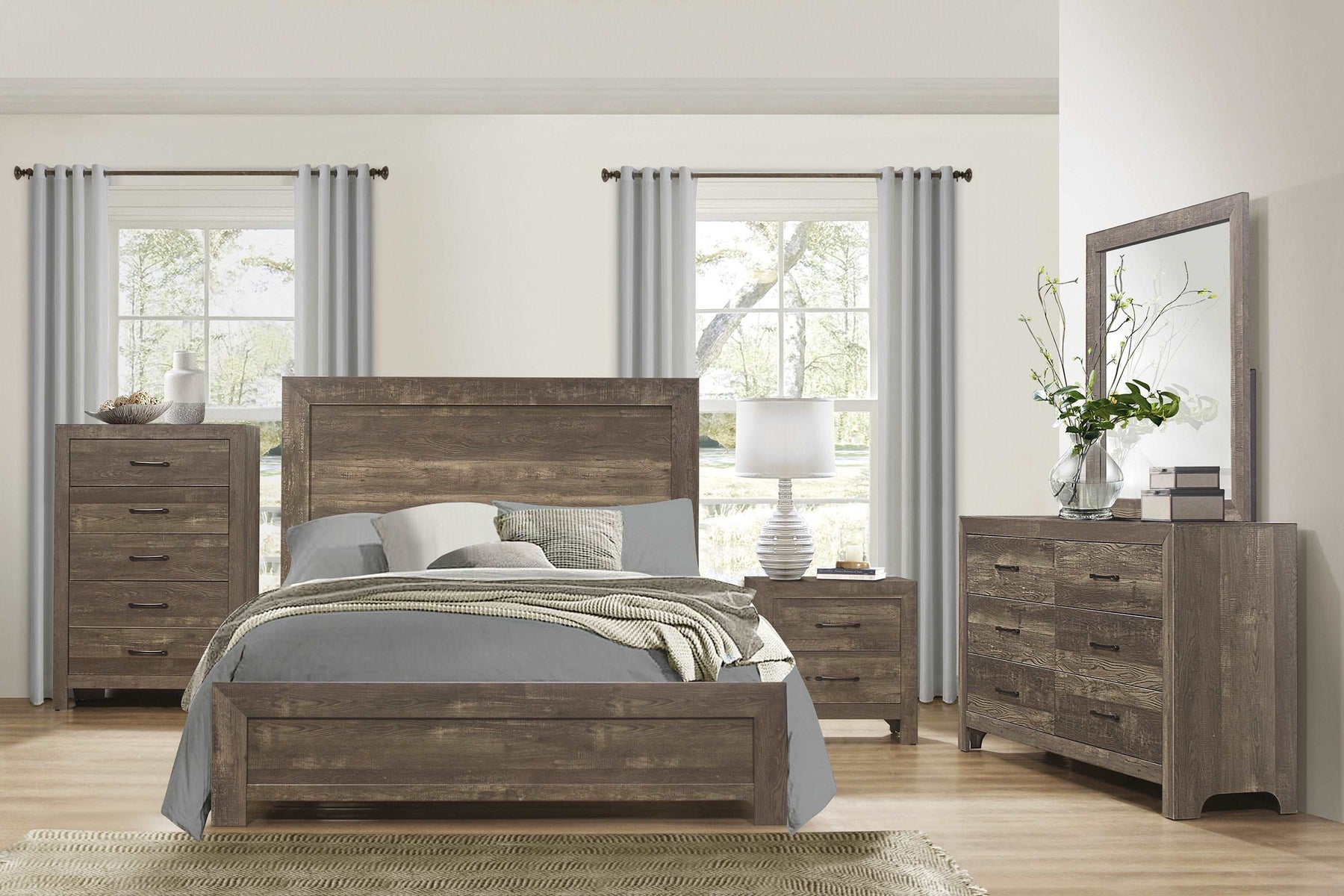 4 Piece Queen Bedroom Set 4 Piece Queen Bedroom Set in Gray Finish | Las Vegas Bedroom Las Vegas Furniture Stores