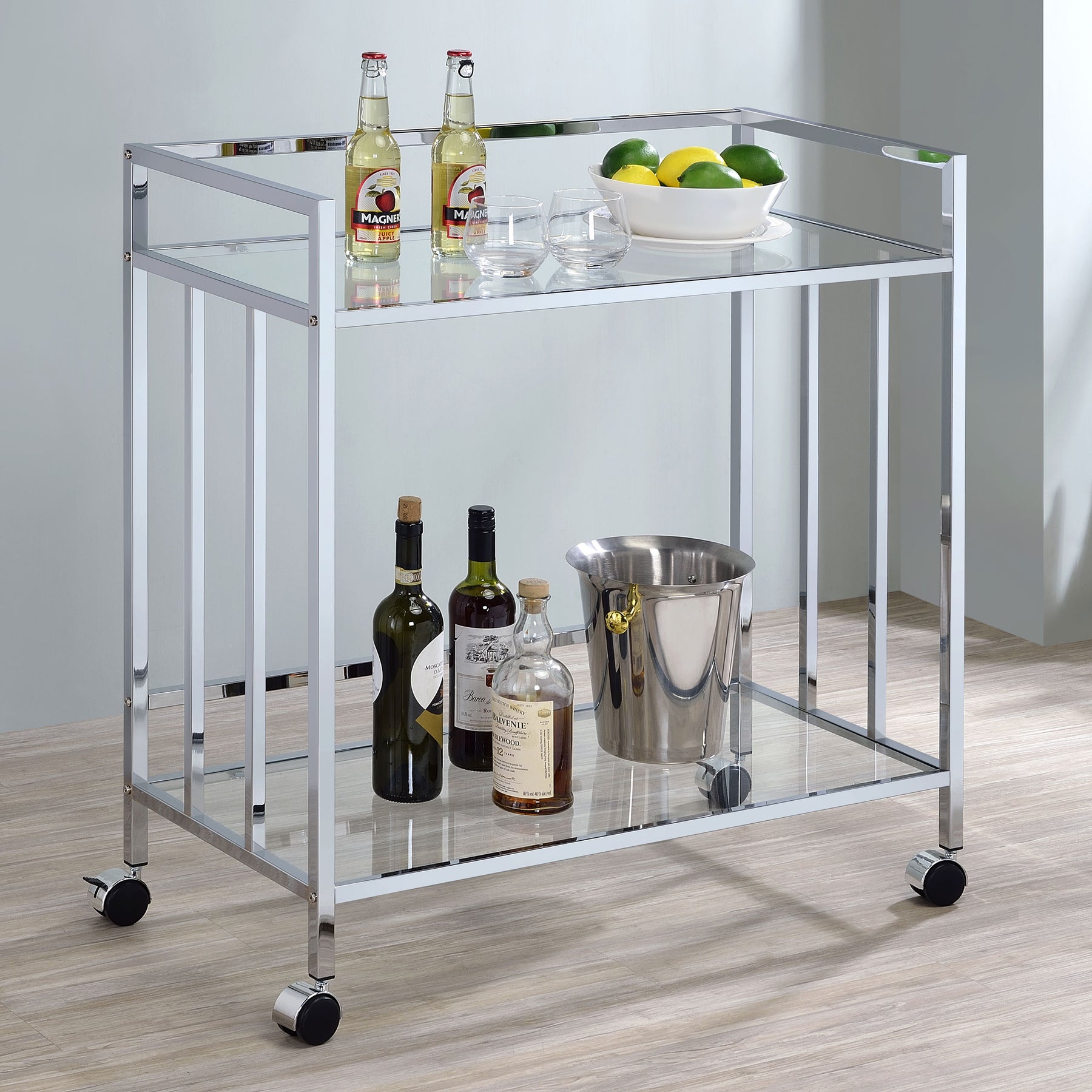 Cara Rectangular Glass Bar Cart - Bar Cart - Half Price Furniture