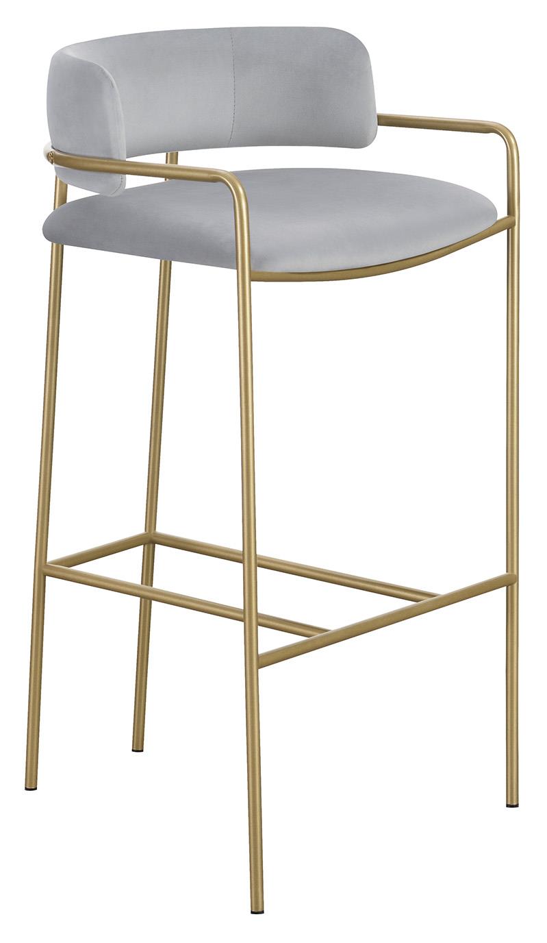 Comstock Upholstered Low Back Stool Grey and Gold Comstock Upholstered Low Back Stool Grey and Gold Half Price Furniture