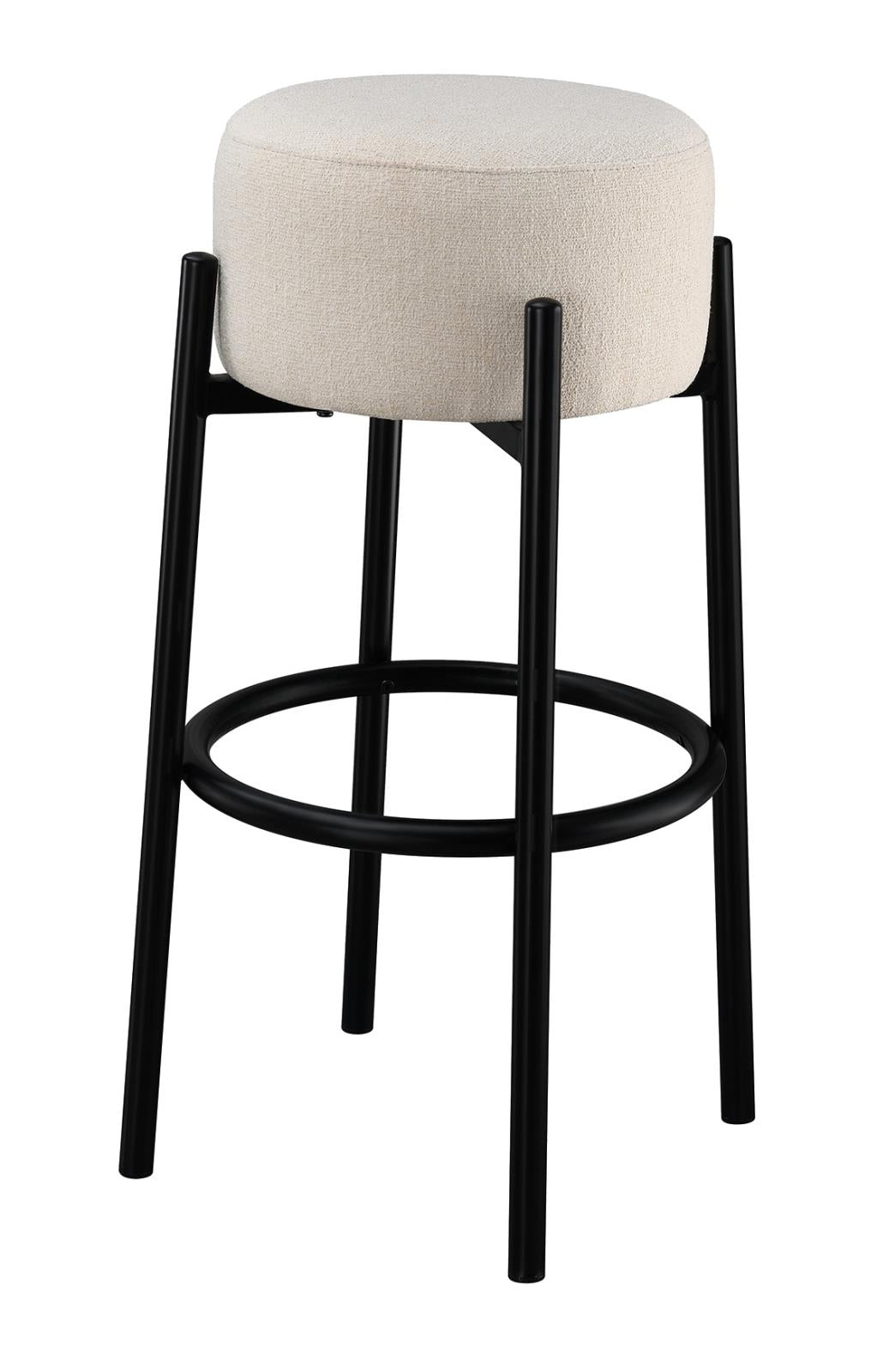 Leonard Upholstered Backless Round Stools White and Black (Set of 2) Half Price Furniture