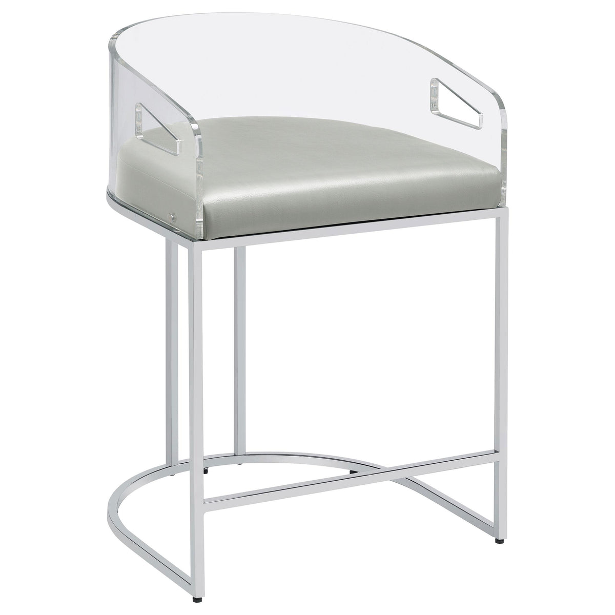 Thermosolis Acrylic Back Counter Height Stools Grey and Chrome (Set of 2) Thermosolis Acrylic Back Counter Height Stools Grey and Chrome (Set of 2) Half Price Furniture