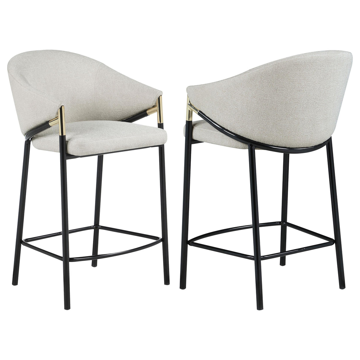 Chadwick Sloped Arm Counter Height Stools Beige and Glossy Black (Set of 2)  Las Vegas Furniture Stores