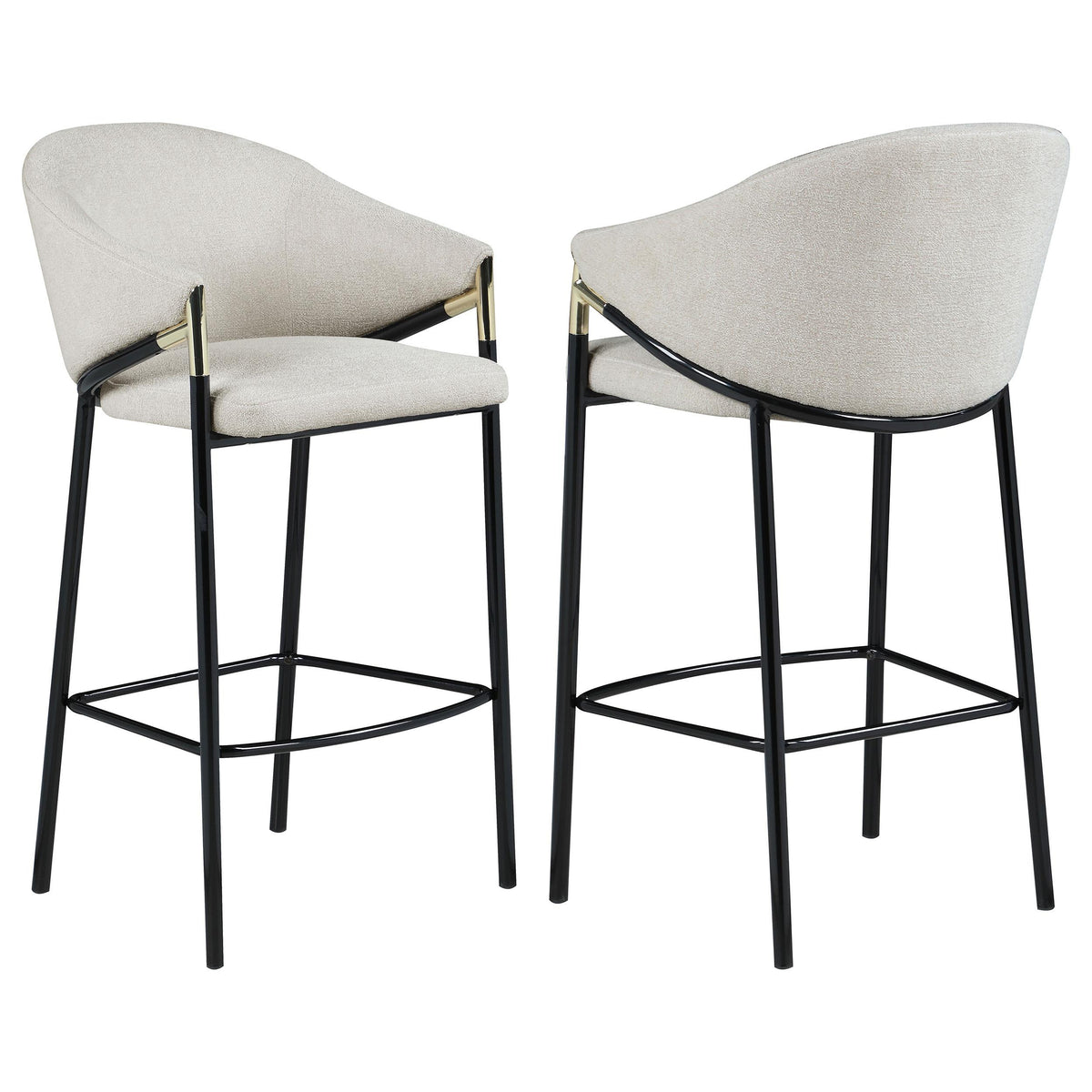 Chadwick Sloped Arm Bar Stools Beige and Glossy Black (Set of 2)  Las Vegas Furniture Stores