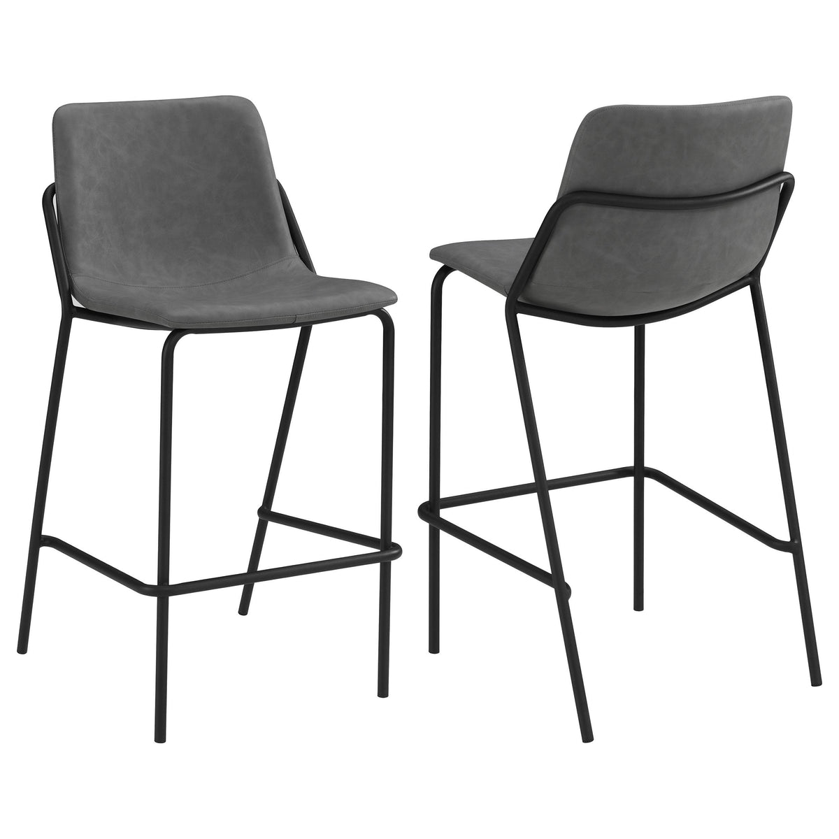 Earnest Solid Back Upholstered Bar Stools Grey and Black (Set of 2)  Las Vegas Furniture Stores