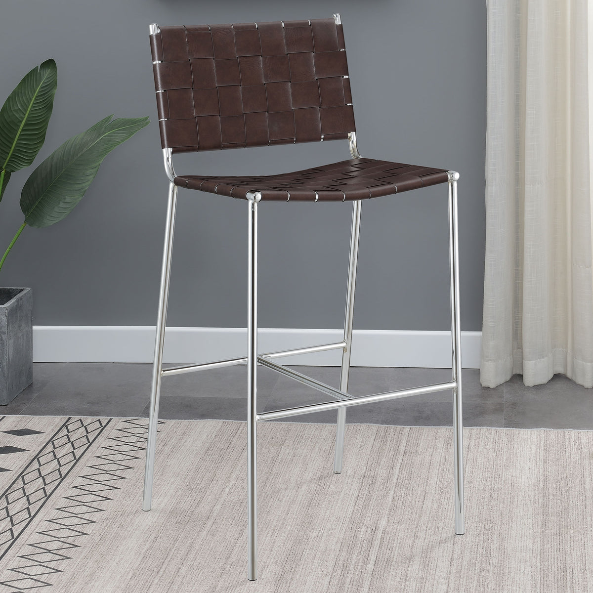 Adelaide Upholstered Bar Stool with Open Back Brown and Chrome Adelaide Upholstered Bar Stool with Open Back Brown and Chrome Half Price Furniture