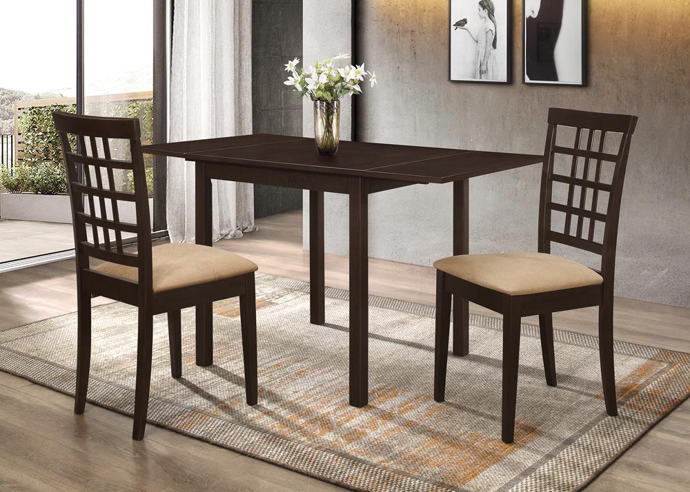 Kelso 3-piece Drop Leaf Dining Set Cappuccino and Tan  Las Vegas Furniture Stores
