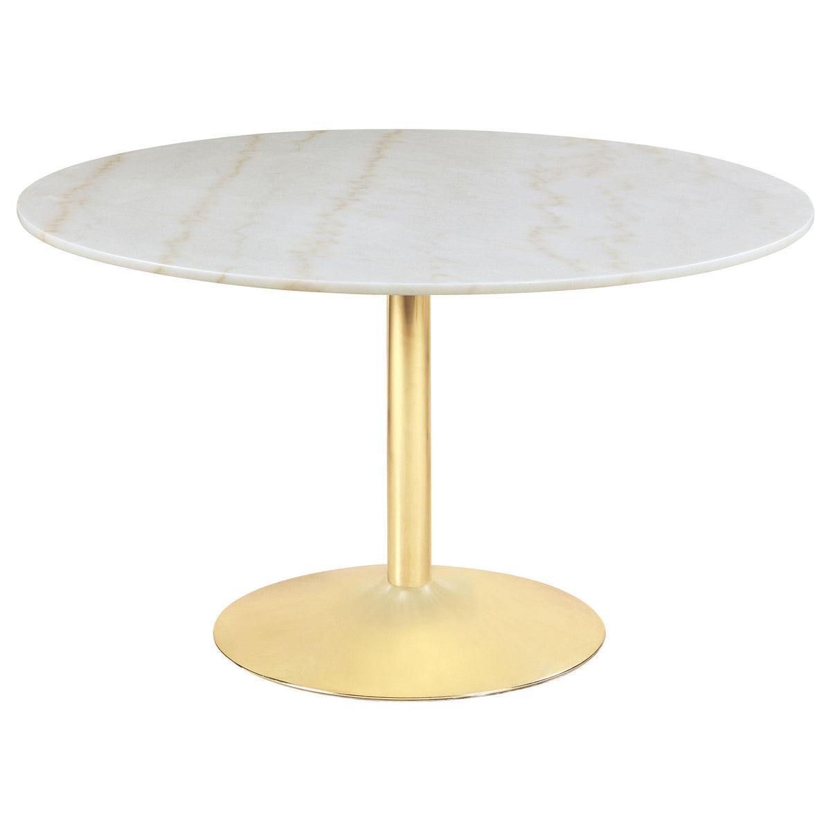 Kella Round Marble Top Dining Table White and Gold Kella Round Marble Top Dining Table White and Gold Half Price Furniture