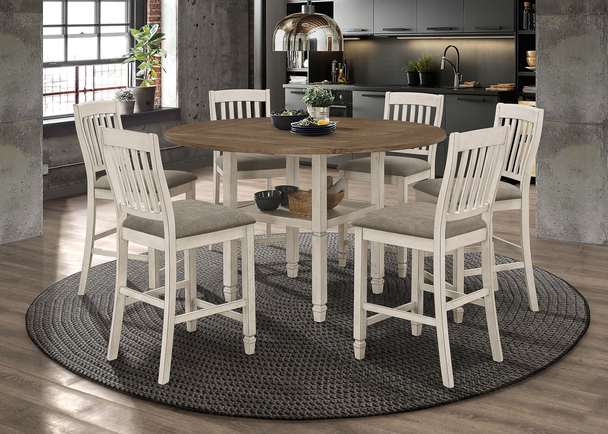 Sarasota 7-piece Counter Height Dining Set with Drop Leaf Nutmeg and Rustic Cream  Las Vegas Furniture Stores