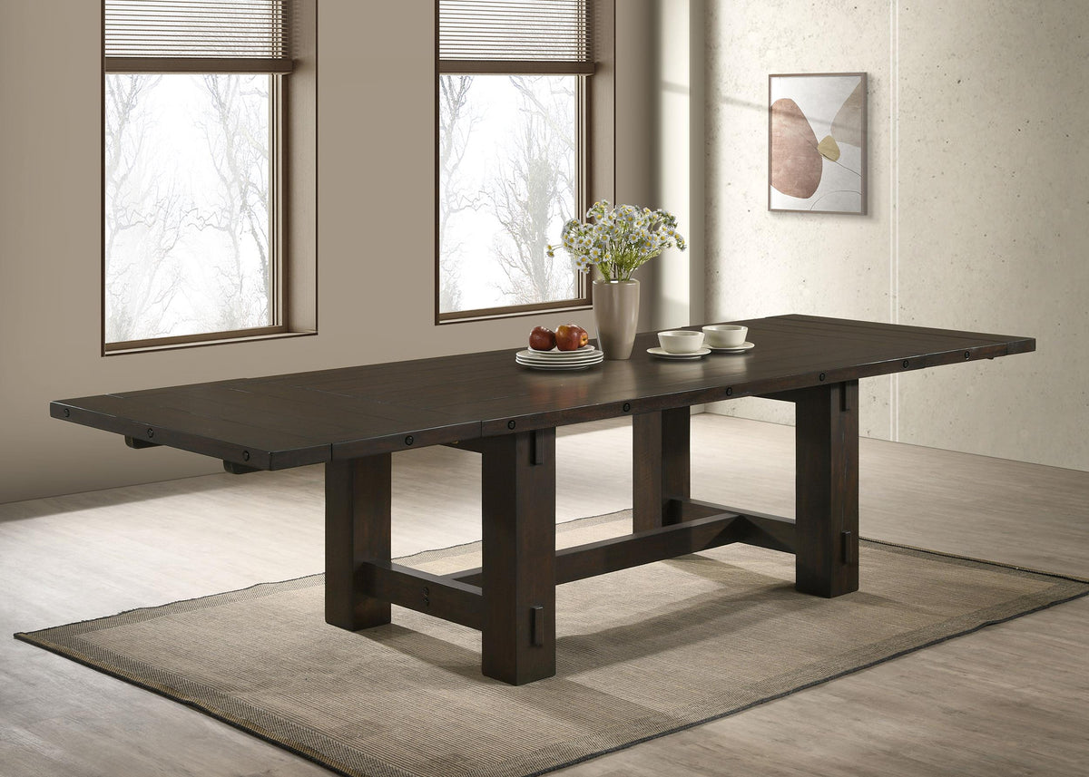 Calandra Rectangle Dining Table with Extension Leaf Vintage Java  Las Vegas Furniture Stores