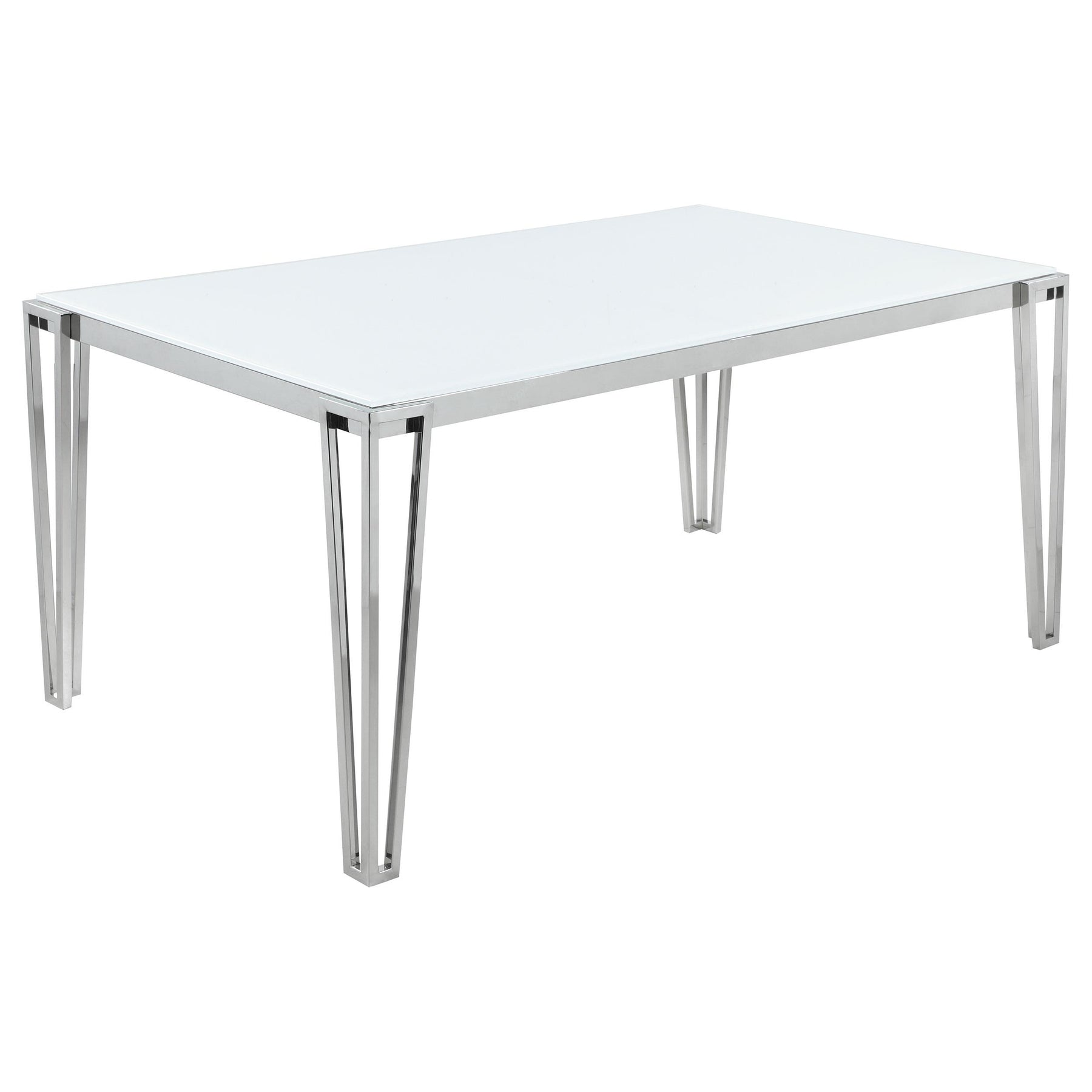 Pauline Rectangular Dining Table with Metal Leg White and Chrome Pauline Rectangular Dining Table with Metal Leg White and Chrome Half Price Furniture