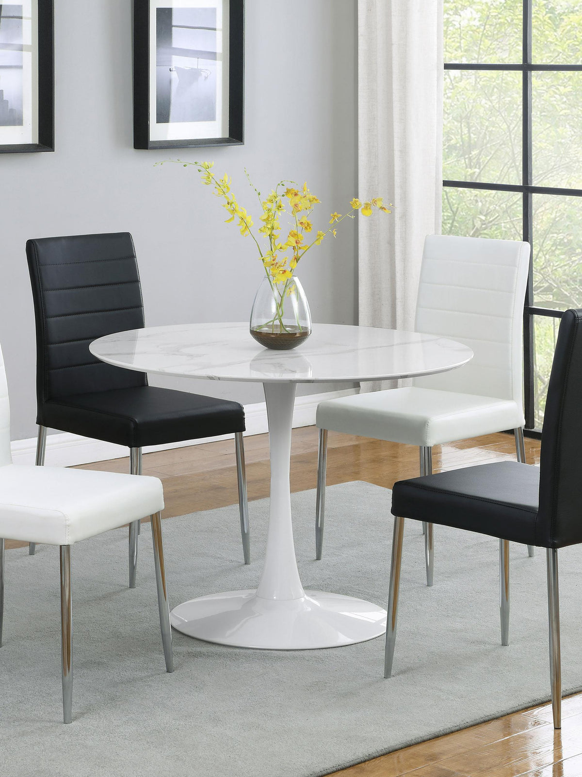 Arkell 40-inch Round Pedestal Dining Table White  Las Vegas Furniture Stores