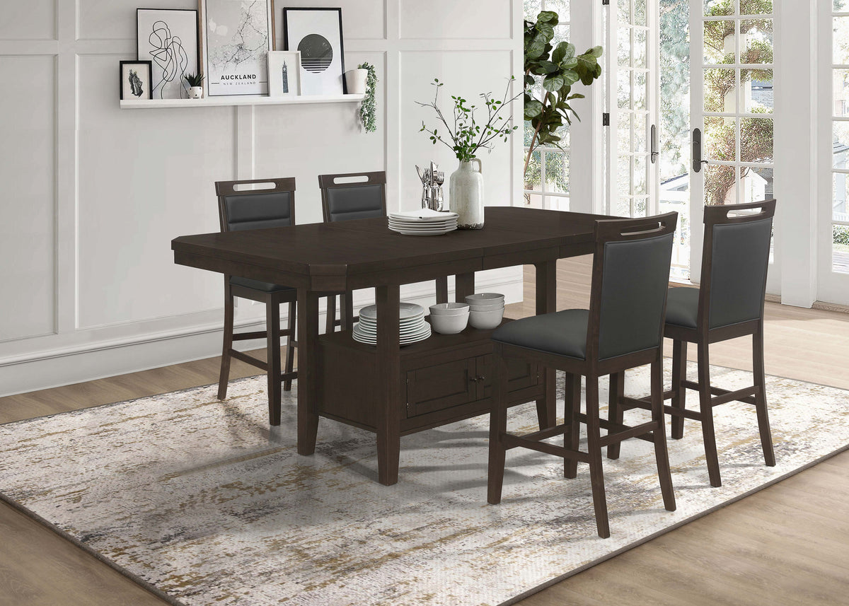 Prentiss 5-piece Rectangular Counter Height Dining Set with Butterfly Leaf Cappuccino Prentiss 5-piece Rectangular Counter Height Dining Set with Butterfly Leaf Cappuccino Half Price Furniture
