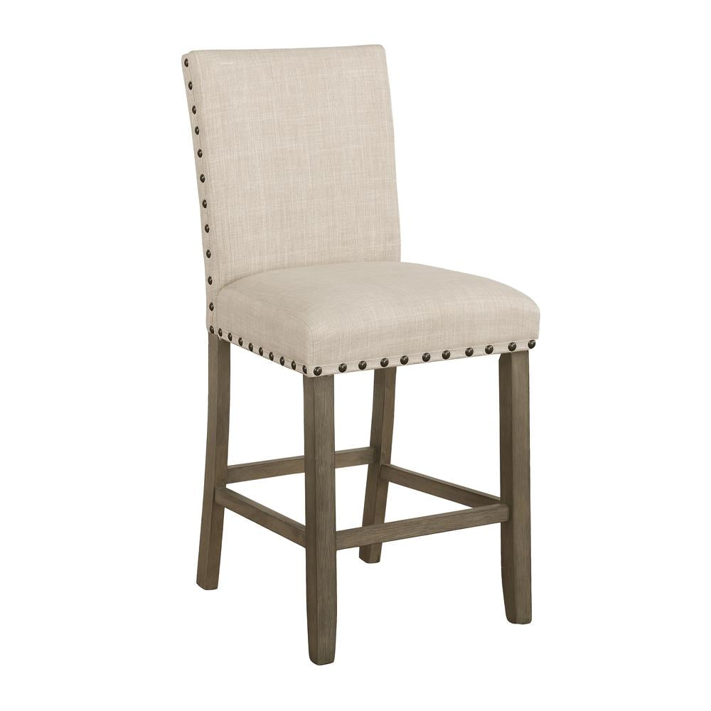 Ralland Upholstered Counter Height Stools with Nailhead Trim Beige (Set of 2) Half Price Furniture