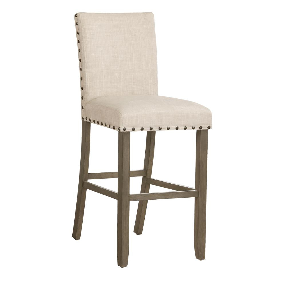 Ralland Upholstered Bar Stools with Nailhead Trim Beige (Set of 2)  Las Vegas Furniture Stores
