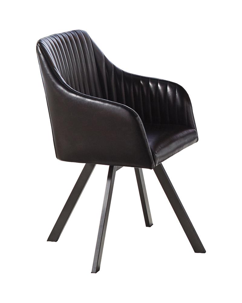 Arika Tufted Sloped Arm Swivel Dining Chair Black and Gunmetal Half Price Furniture
