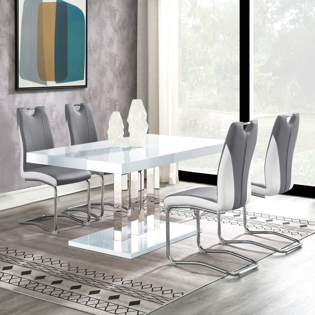 Brooklyn 5-piece Dining Set White and Chrome Brooklyn 5-piece Dining Set White and Chrome Half Price Furniture