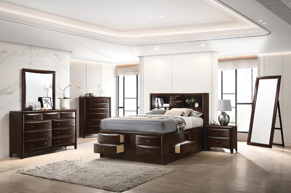 Phoenix Bedroom Set with Bookcase Headboard Deep Cappuccino  Las Vegas Furniture Stores
