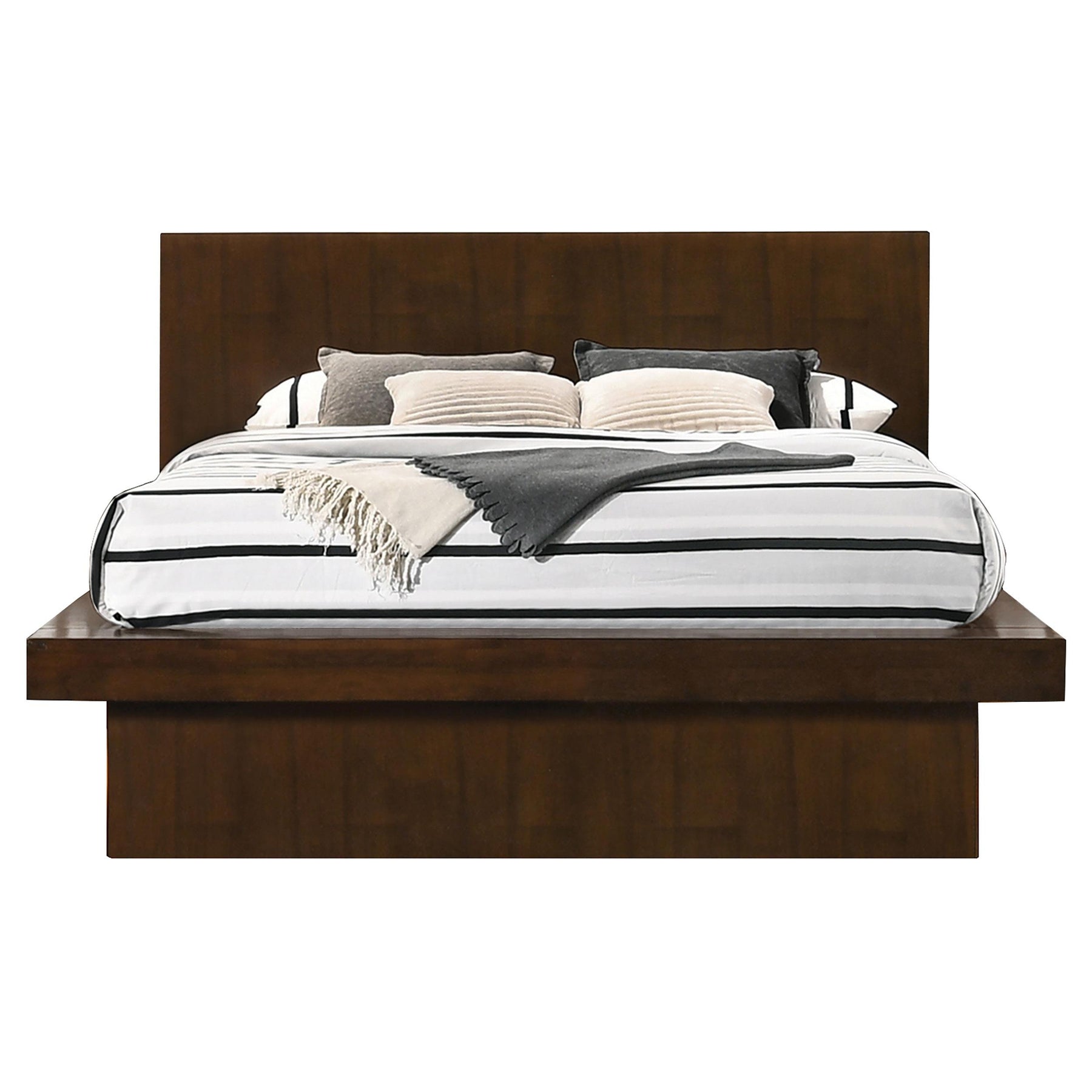 Jessica Eastern King Platform Bed with Rail Seating Cappuccino Half Price Furniture