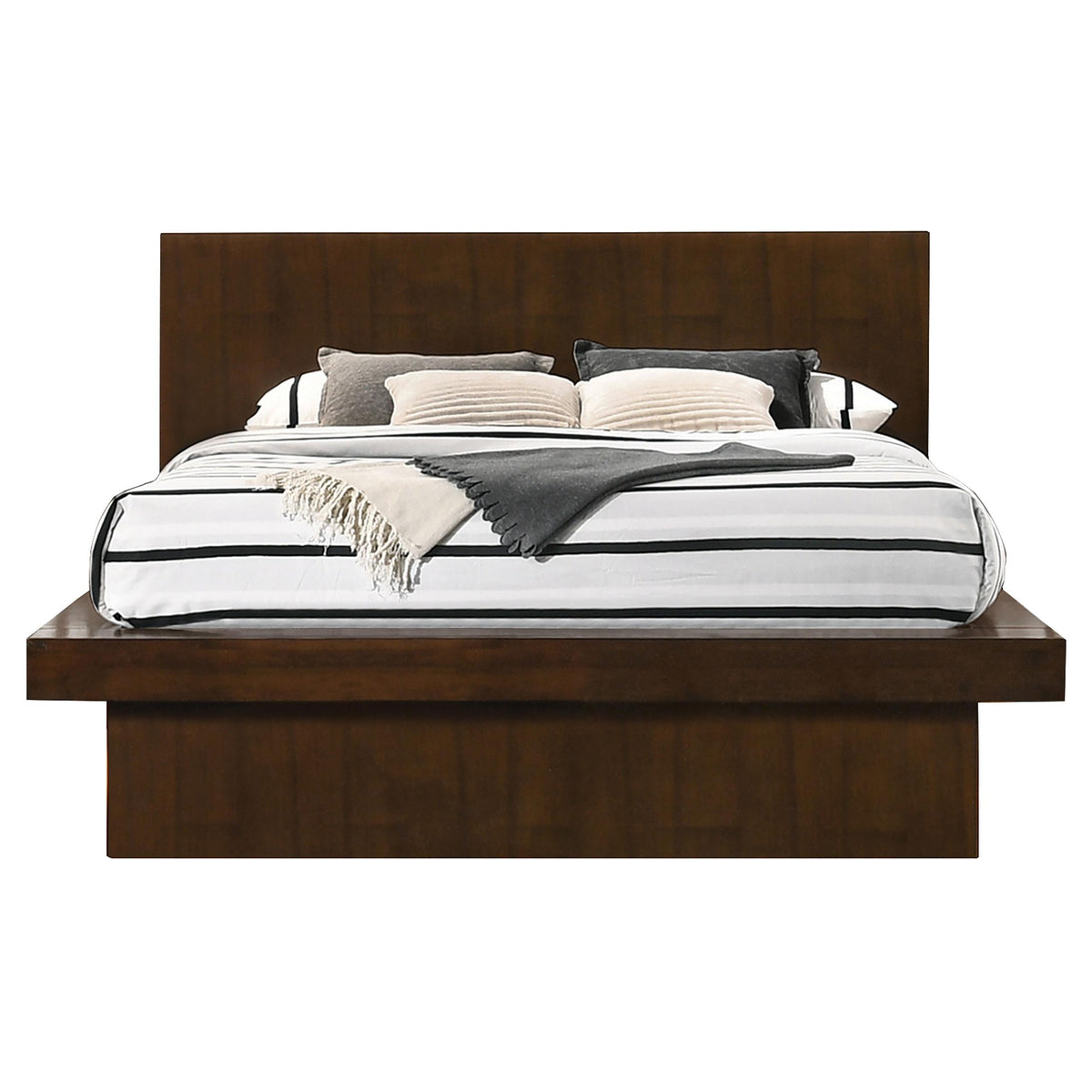 Jessica California King Platform Bed with Rail Seating Cappuccino Jessica California King Platform Bed with Rail Seating Cappuccino Half Price Furniture