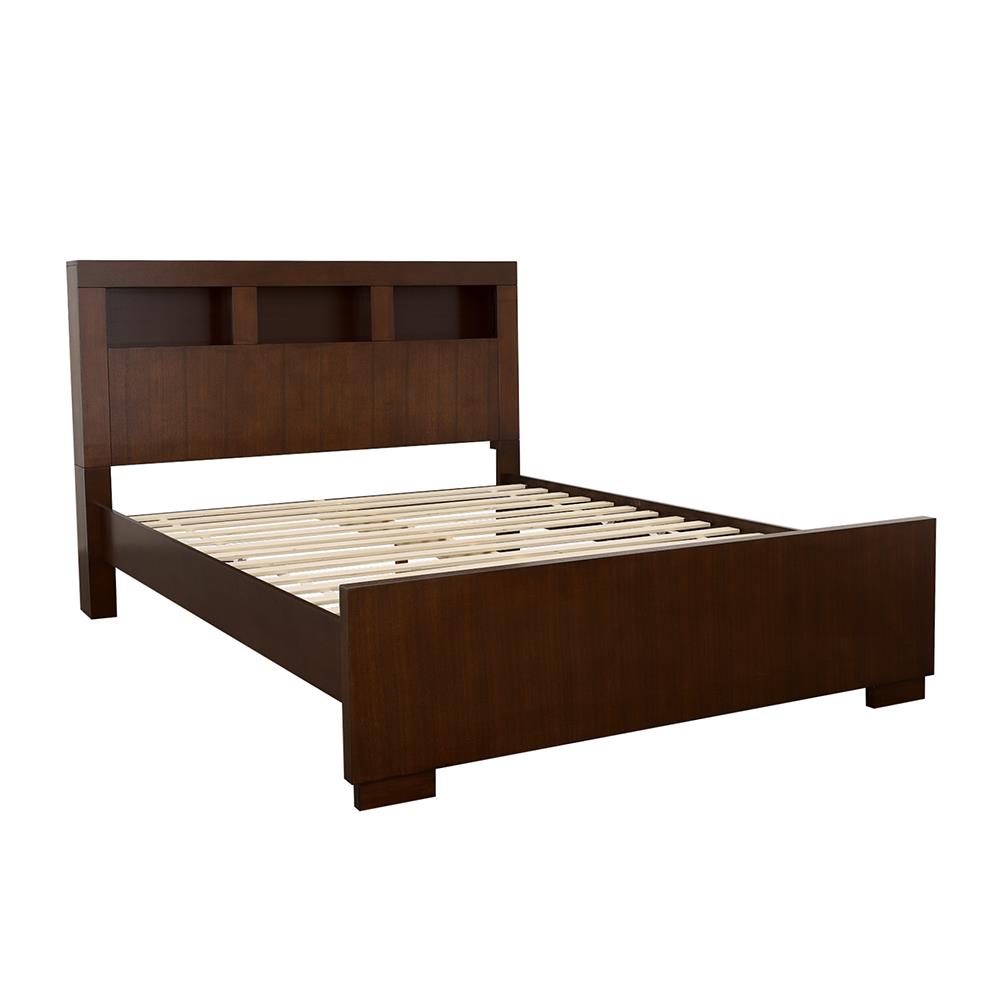 Jessica California King Bed with Storage Headboard Cappuccino  Las Vegas Furniture Stores