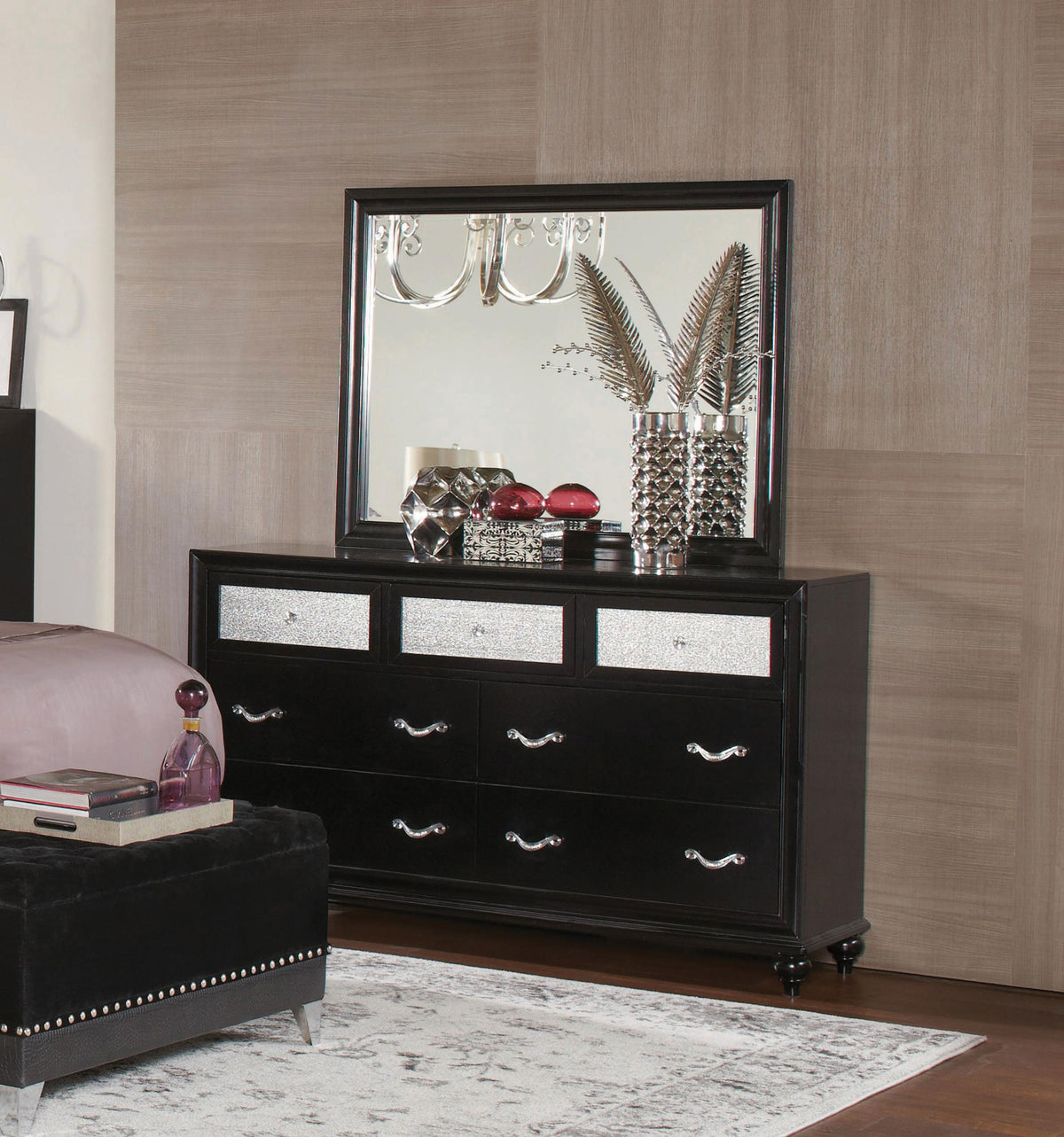 Barzini Rectangular Dresser Mirror Black Half Price Furniture