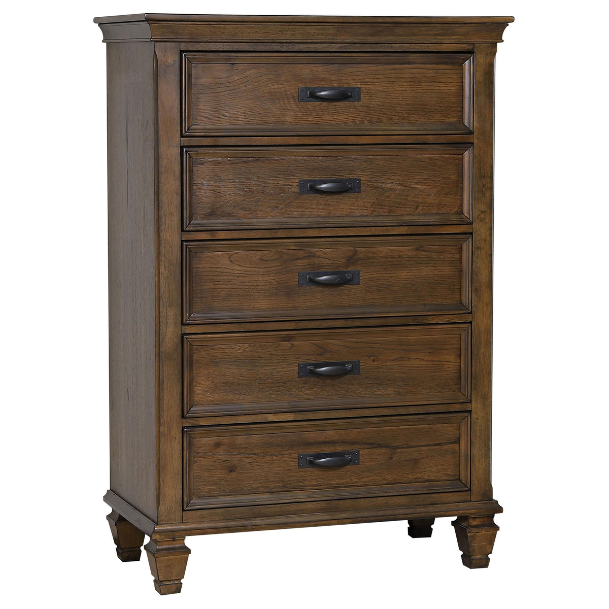 Franco 5-piece Eastern King Storage Bedroom Set Burnished Oak Half Price Furniture