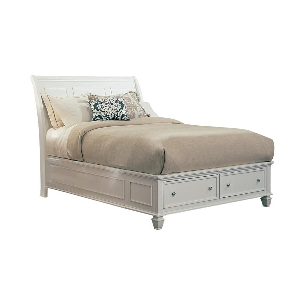 Sandy Beach Eastern King Storage Sleigh Bed Cream White Half Price Furniture