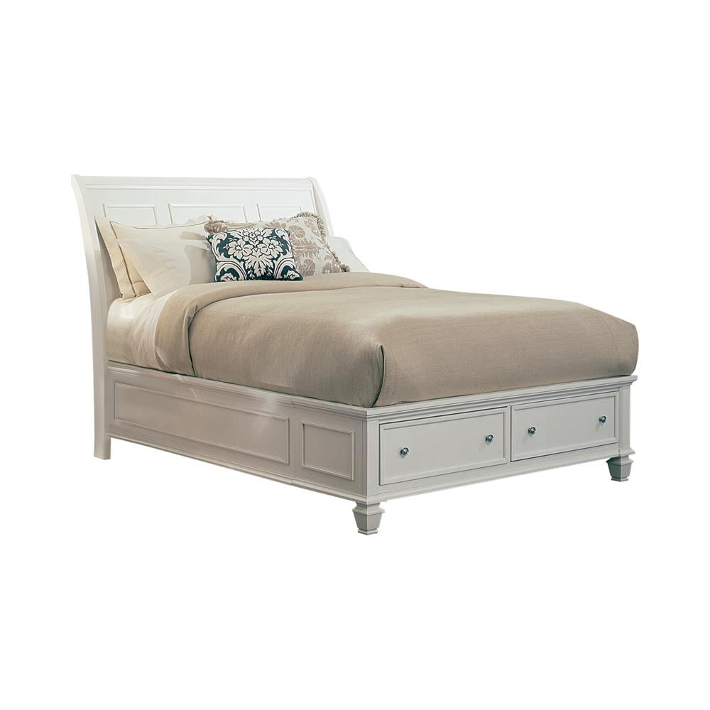 Sandy Beach Queen Storage Sleigh Bed Cream White Half Price Furniture