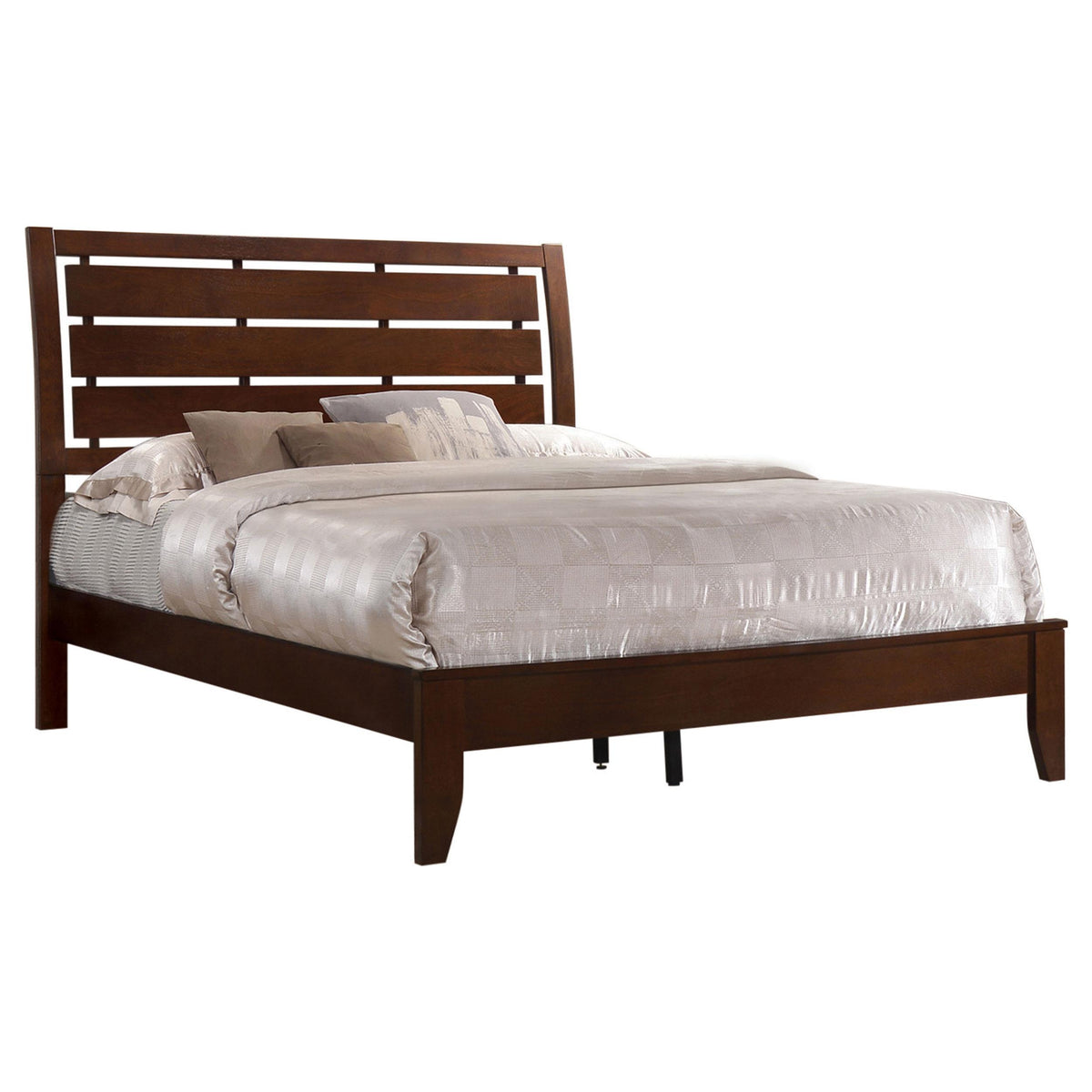 Serenity Full Panel Bed with Cut-out Headboard Rich Merlot  Las Vegas Furniture Stores