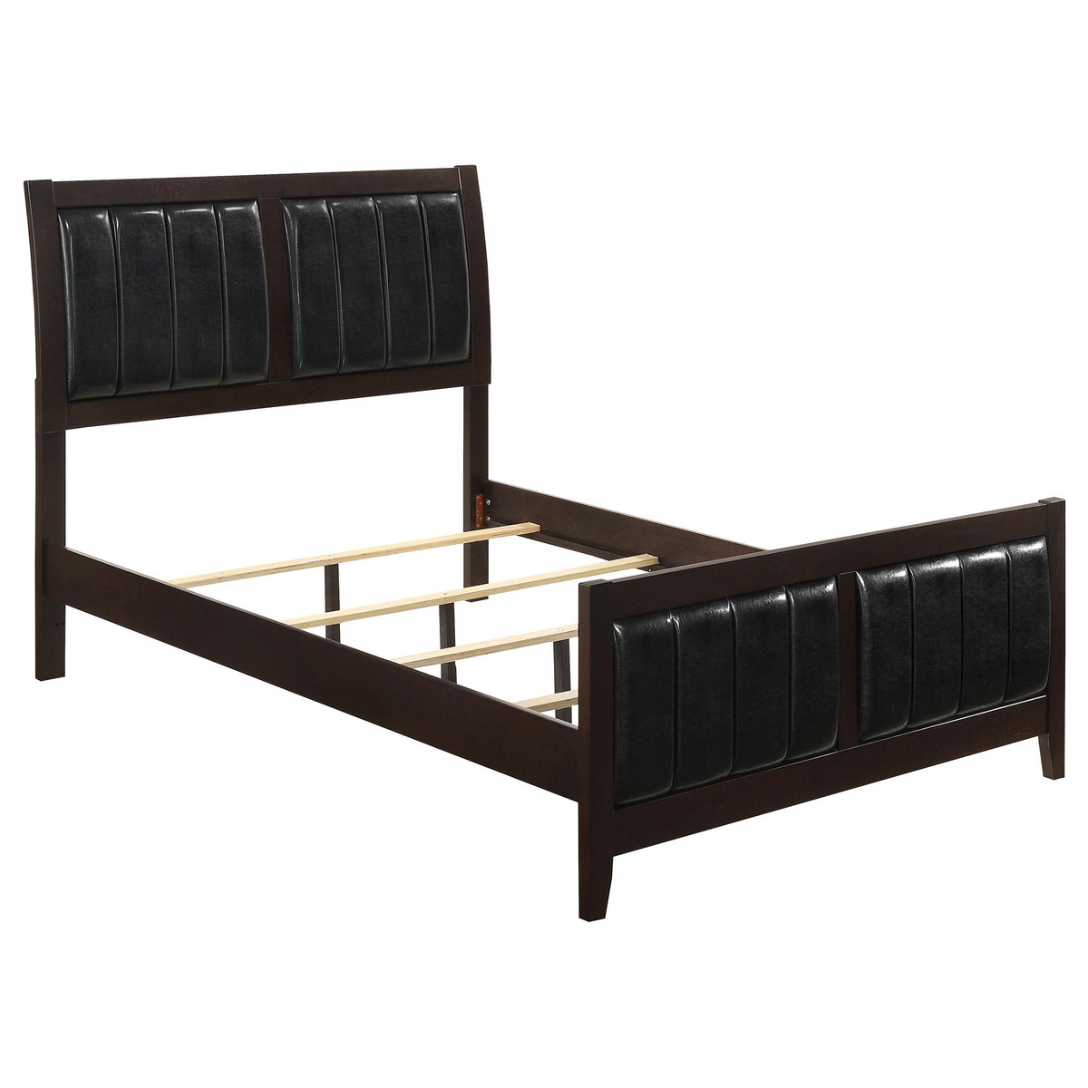 Carlton Eastern King Upholstered Bed Cappuccino and Black  Las Vegas Furniture Stores