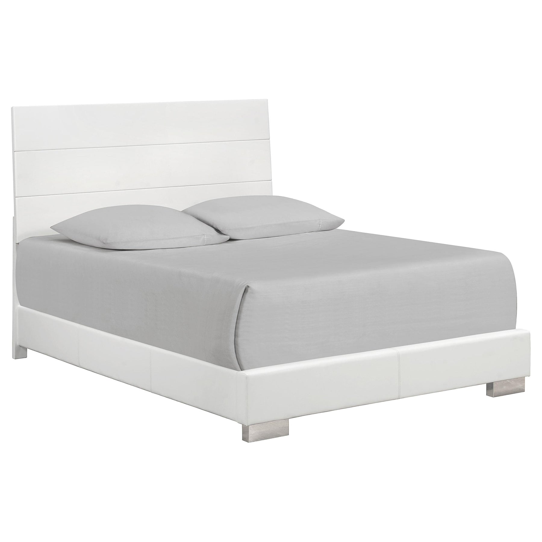 Felicity Eastern King Panel Bed Glossy White Half Price Furniture