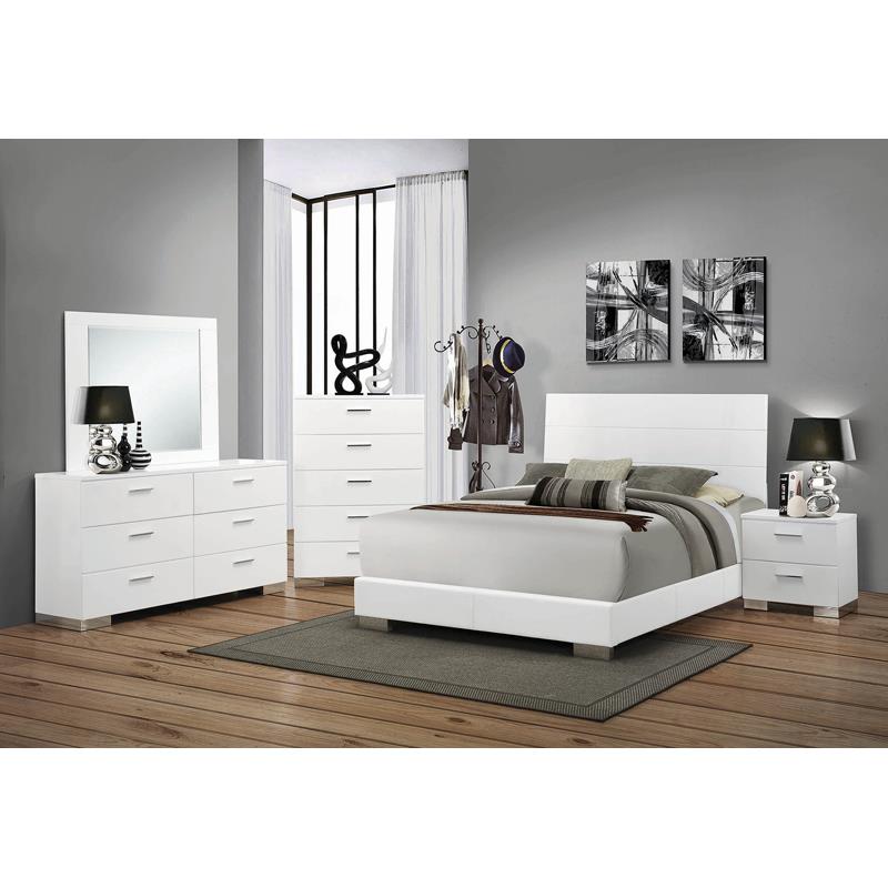 Felicity 6-piece California King Bedroom Set Glossy White Half Price Furniture