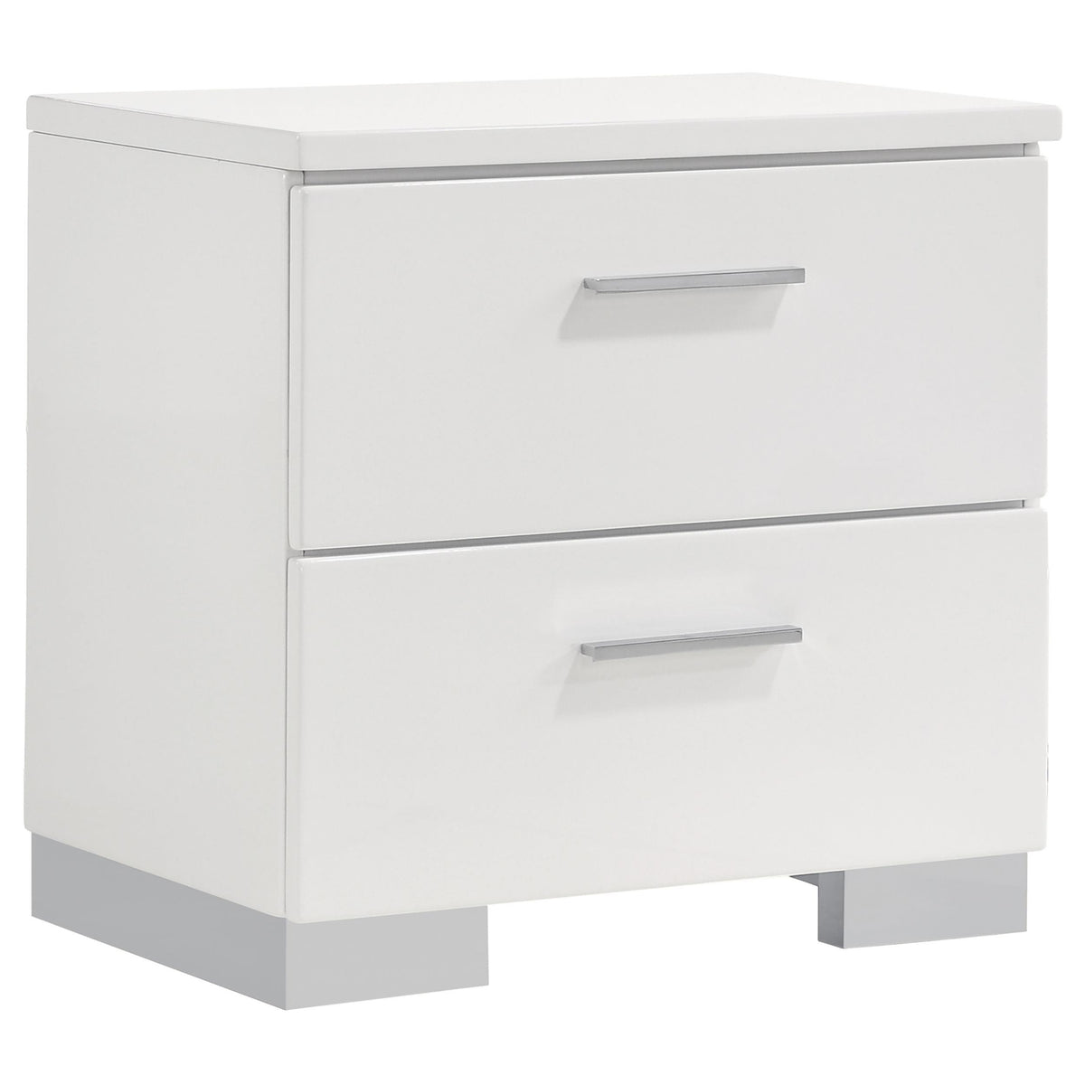 Felicity 2-drawer Nightstand Glossy White  Las Vegas Furniture Stores