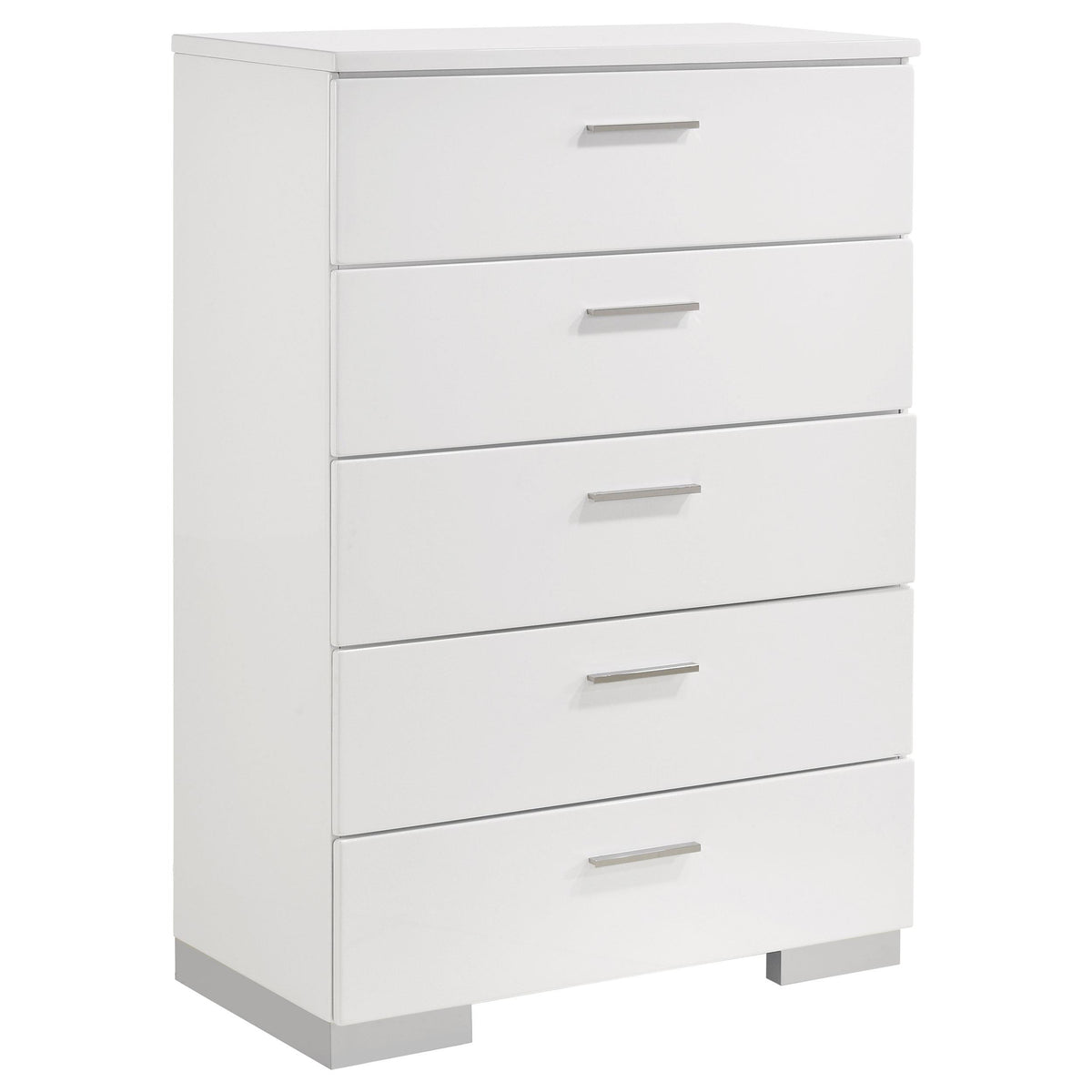 Felicity 5-drawer Chest Glossy White  Las Vegas Furniture Stores
