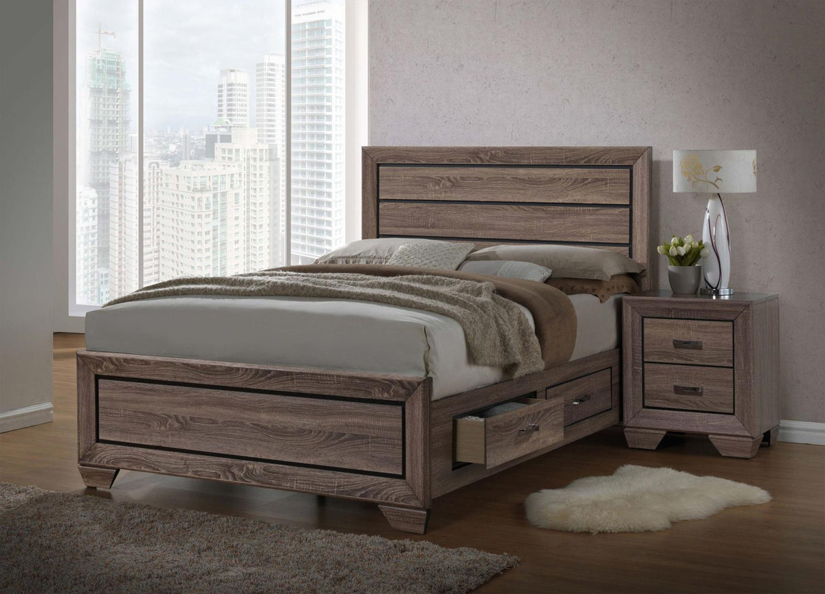 Kauffman Storage Bedroom Set with High Straight Headboard  Las Vegas Furniture Stores